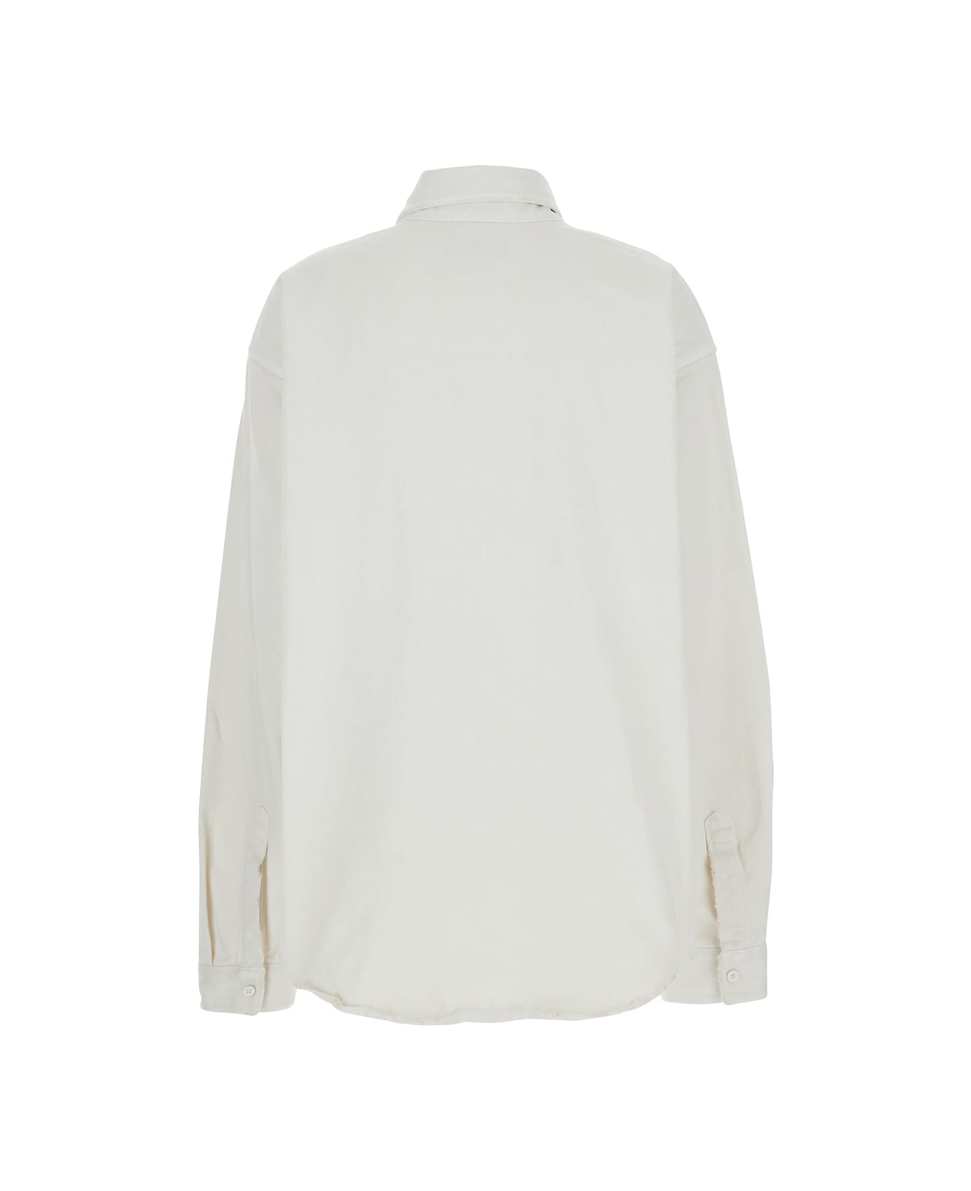 Balenciaga White Shirt With Lettering Logo Embroidered On The Front In Cotton Woman - White
