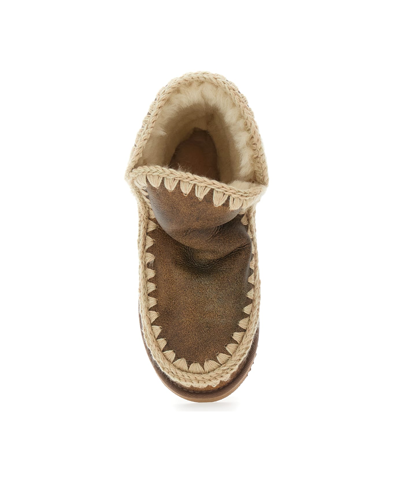 Mou 
eskimo
 Brown Ankle Boots With Crochet Details And Logo Patch On The Rear In Suede Woman - Brown