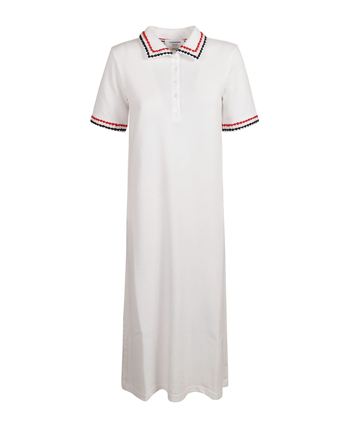 Thom Browne Calf Length Polo Dress - White/Black