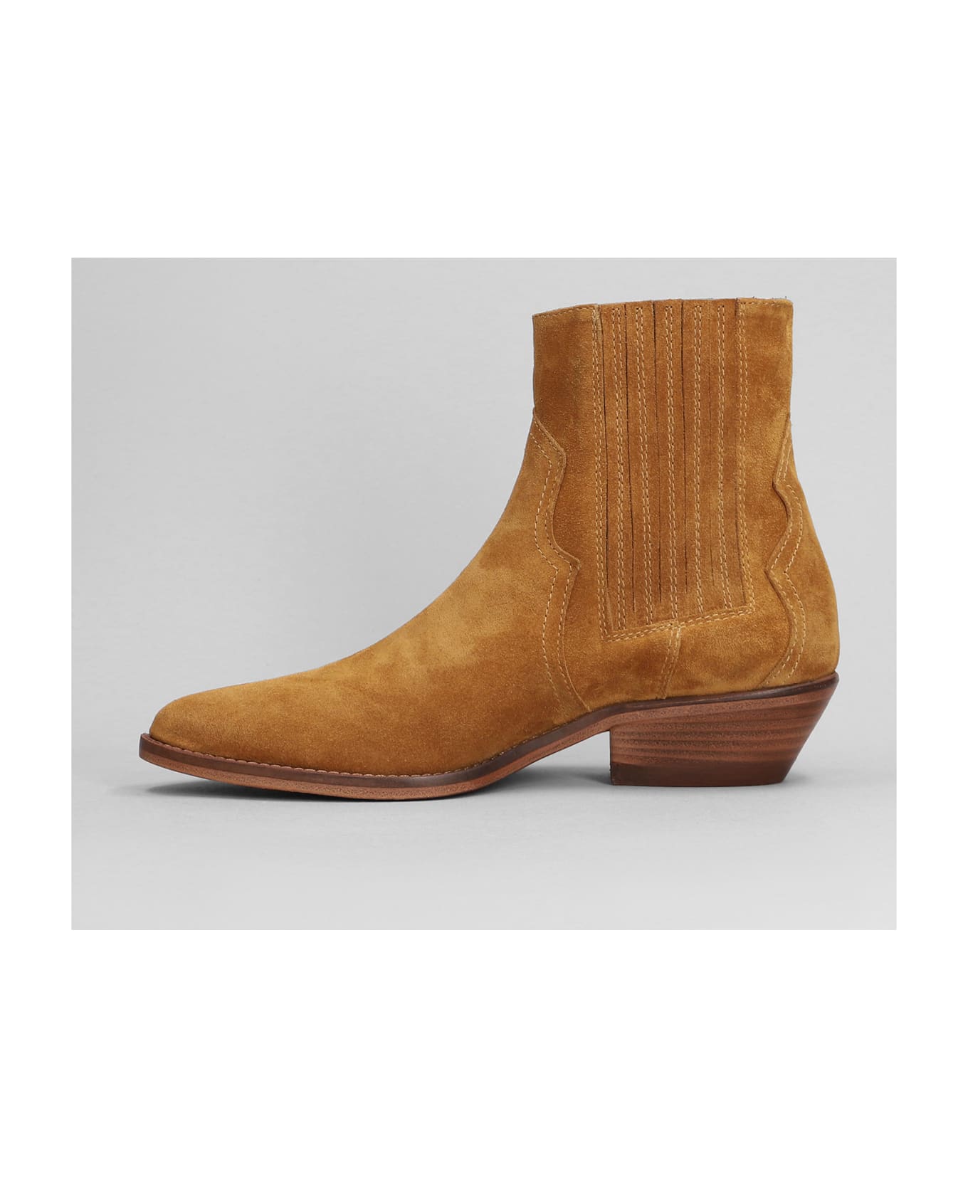 Julie Dee Texan Ankle Boots In Leather Color Suede - leather color