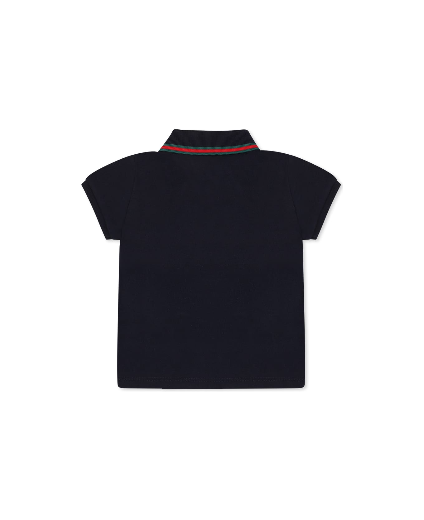Gucci Blue Polo Shirt For Baby Boy With Web Detail - Blue