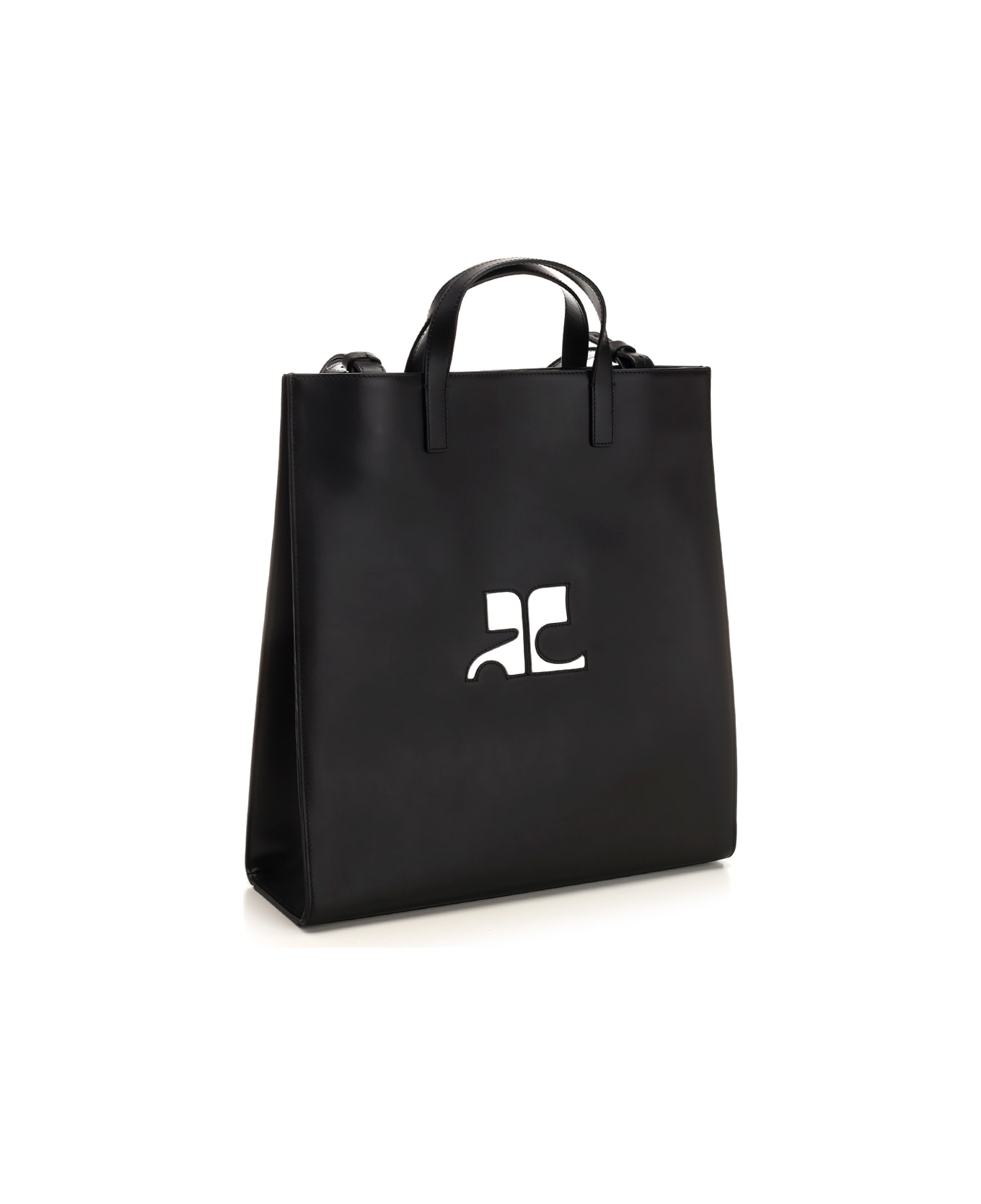 Courrèges 'heritage Tote' Bag In Black Calfskin - BLACK トートバッグ