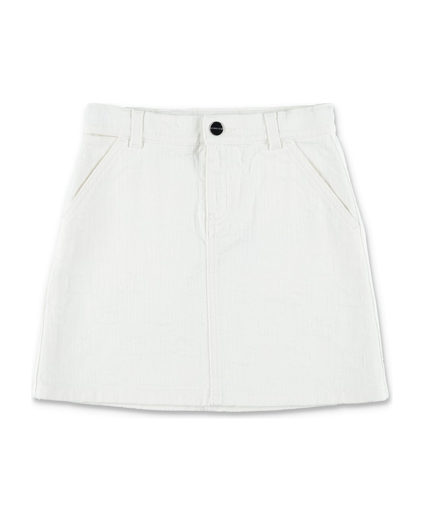 Gucci Kid - Gg Denim Skirt - WHITE