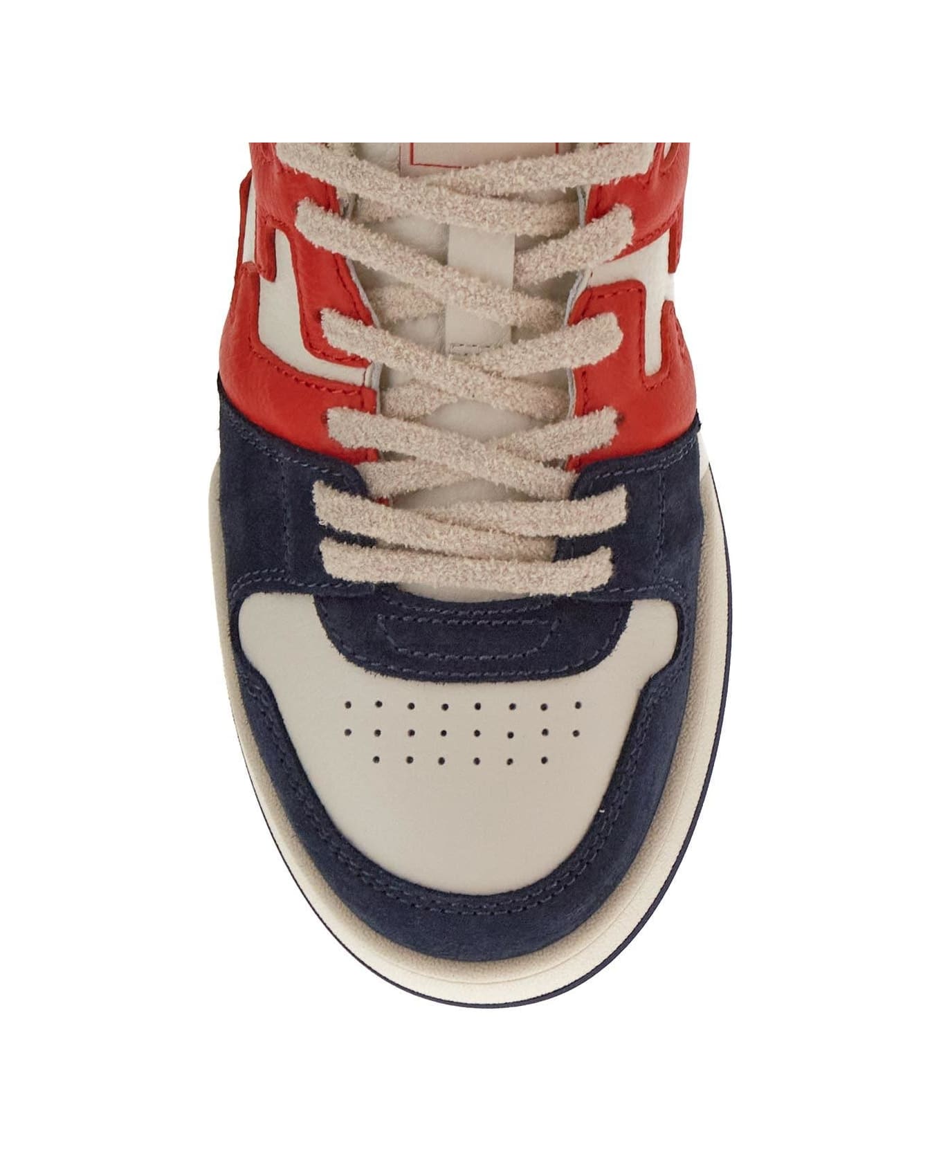 Fendi Low Top Red And Blue Suede Sneaker