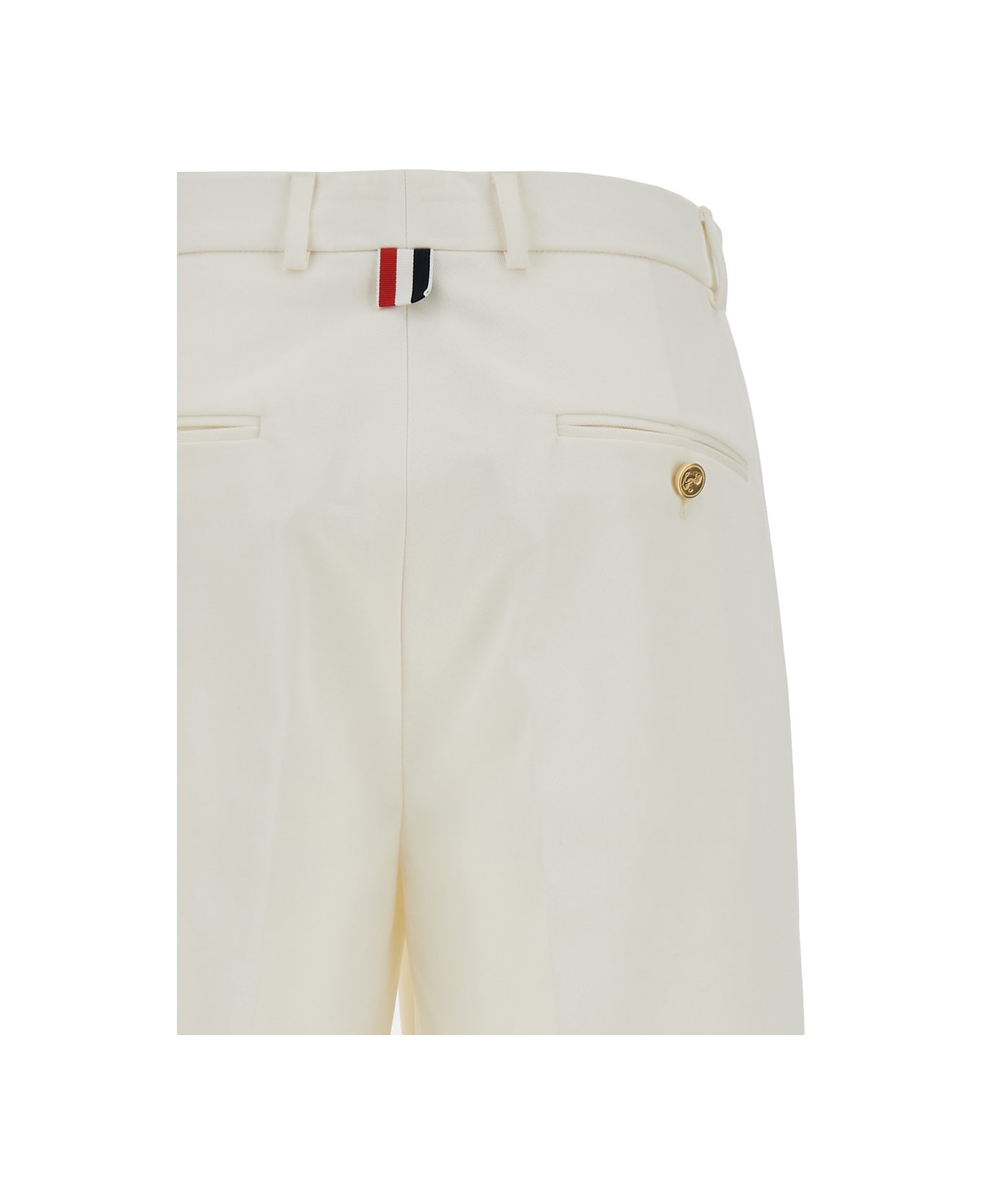 Thom Browne White Relaxed Pants With 4bar Rwb Detail In Cotton Woman - White