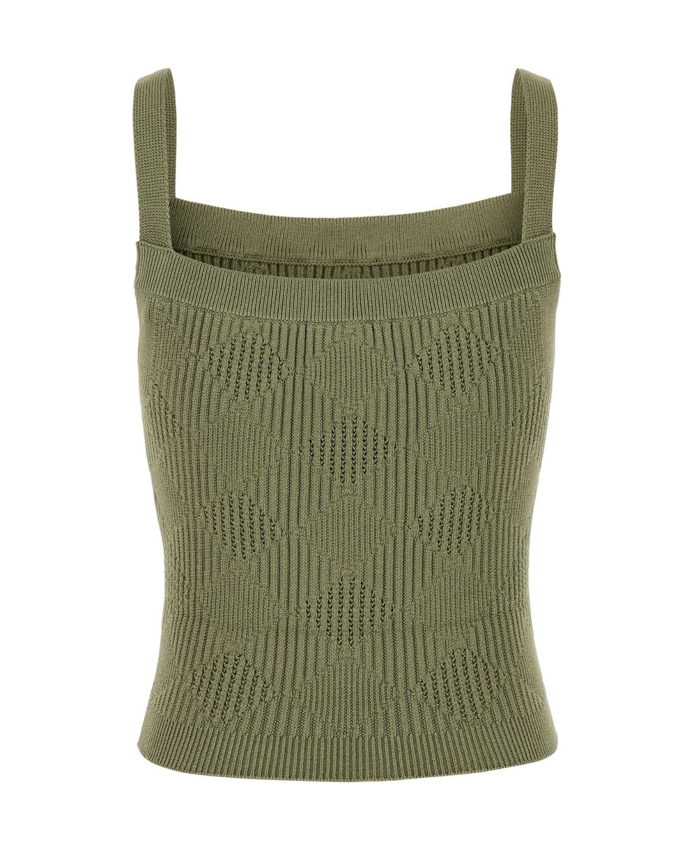 Balmain Sage Green Knit Tank Top - OLIVE