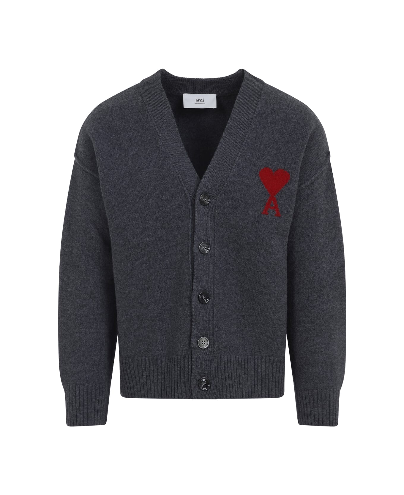 Ami Alexandre Mattiussi Adc Cardigan - Heather Grey Red