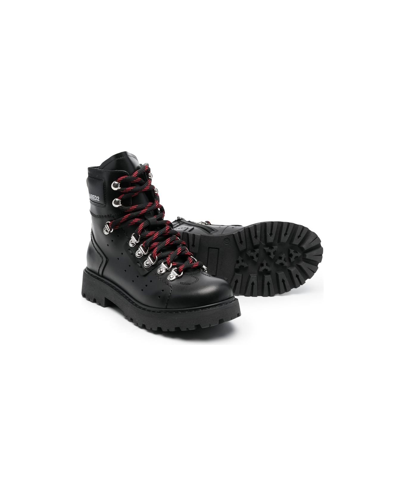 Dsquared2 Lace-up Leather Ankle Boots - Black