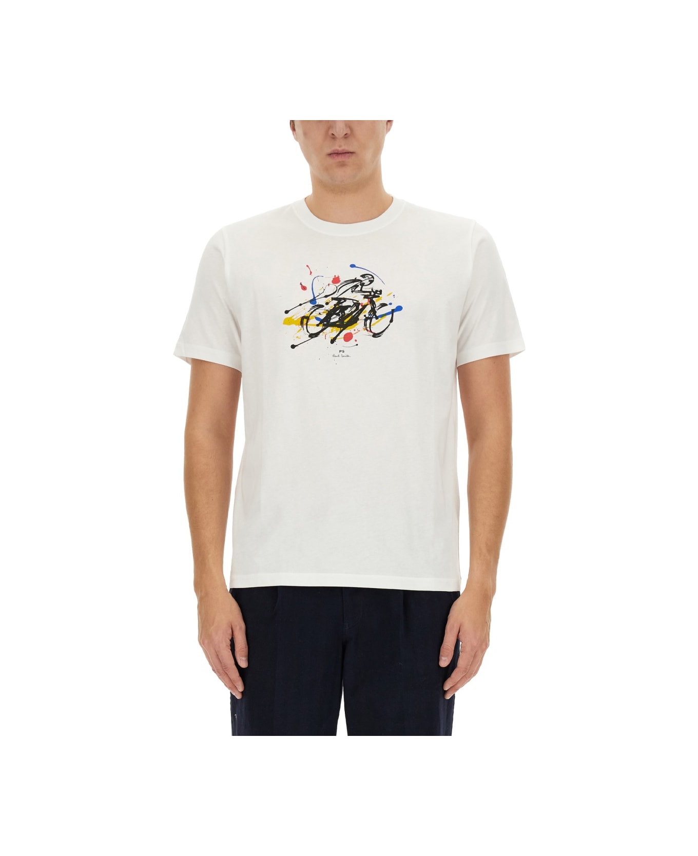 PS by Paul Smith Cyclist Print T-shirt - WHITE シャツ