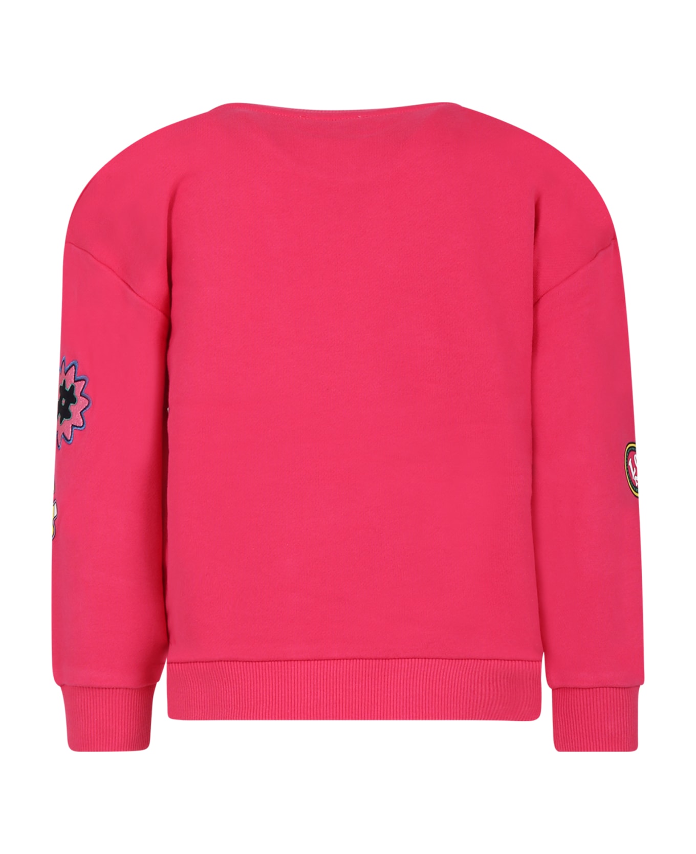 Little Marc Jacobs Fuchsia Sweatshirt For Girl With Logo And Prints - Fucsia ニットウェア＆スウェットシャツ