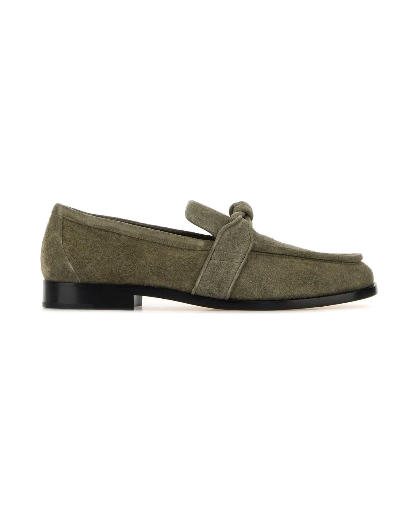 Bottega Veneta Sage Green Suede Astaire Loafers - CYPRESS