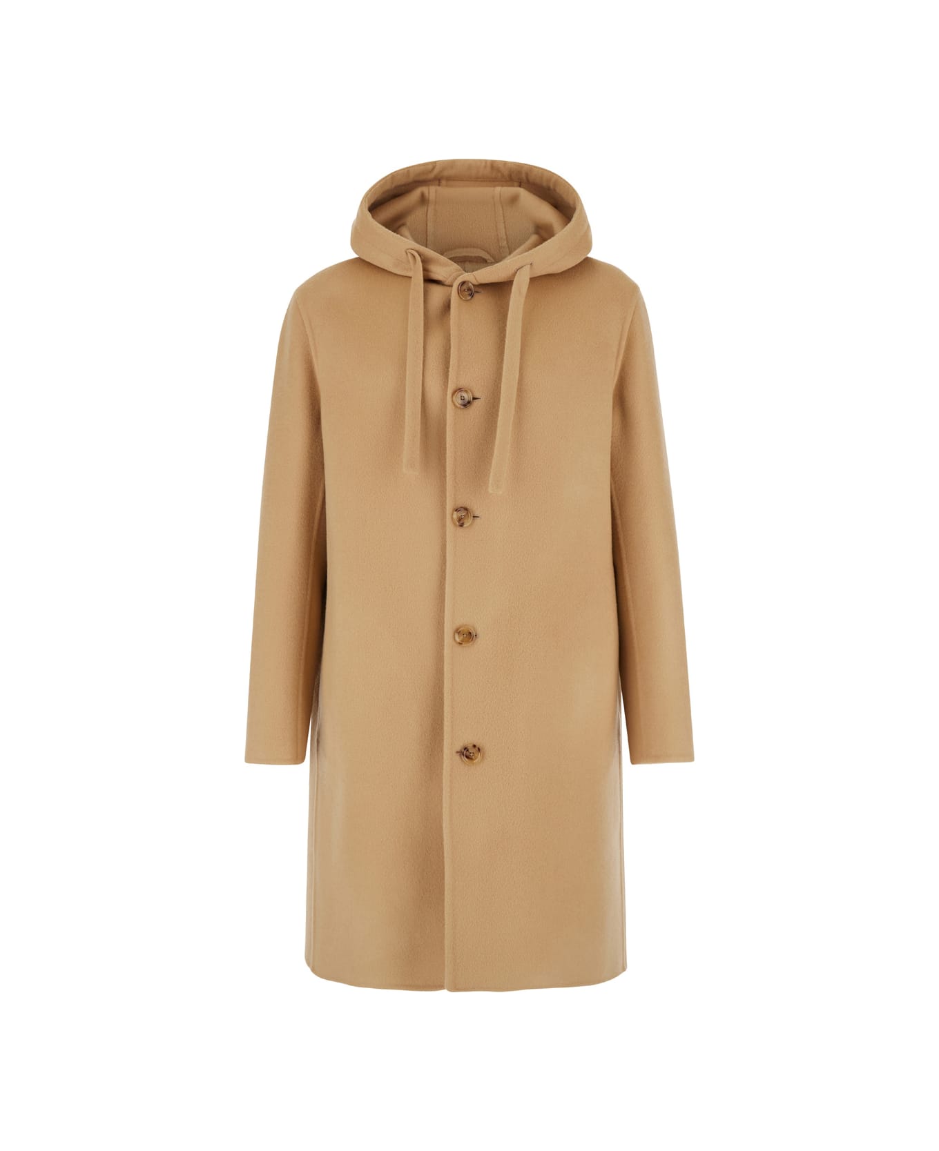 Lardini Beige Single-breasted Coat With Hood In Wool Woman - Beige