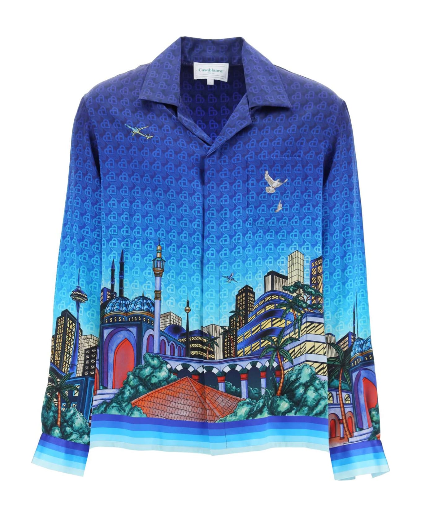 Casablanca The Night View Silk Shirt - Blue