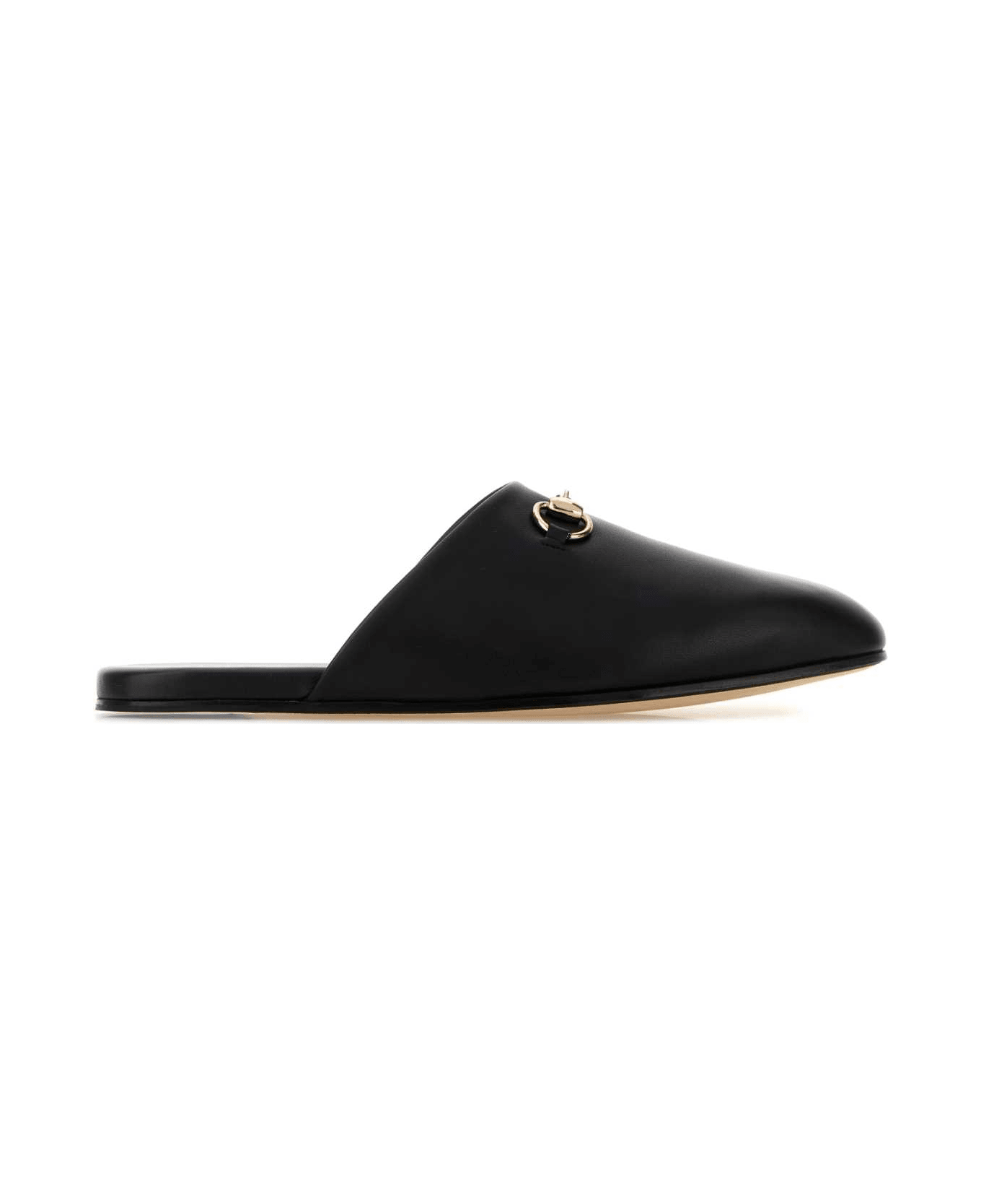Gucci Black Nappa Leather Slippers - NERO
