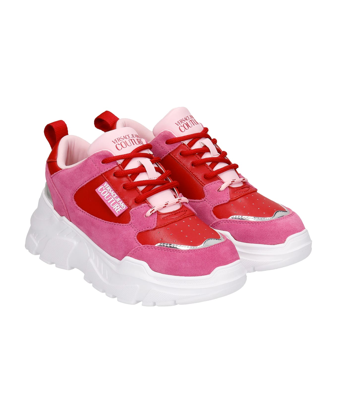 Versace Jeans Couture Sneakers In Red Suede And Leather - red
