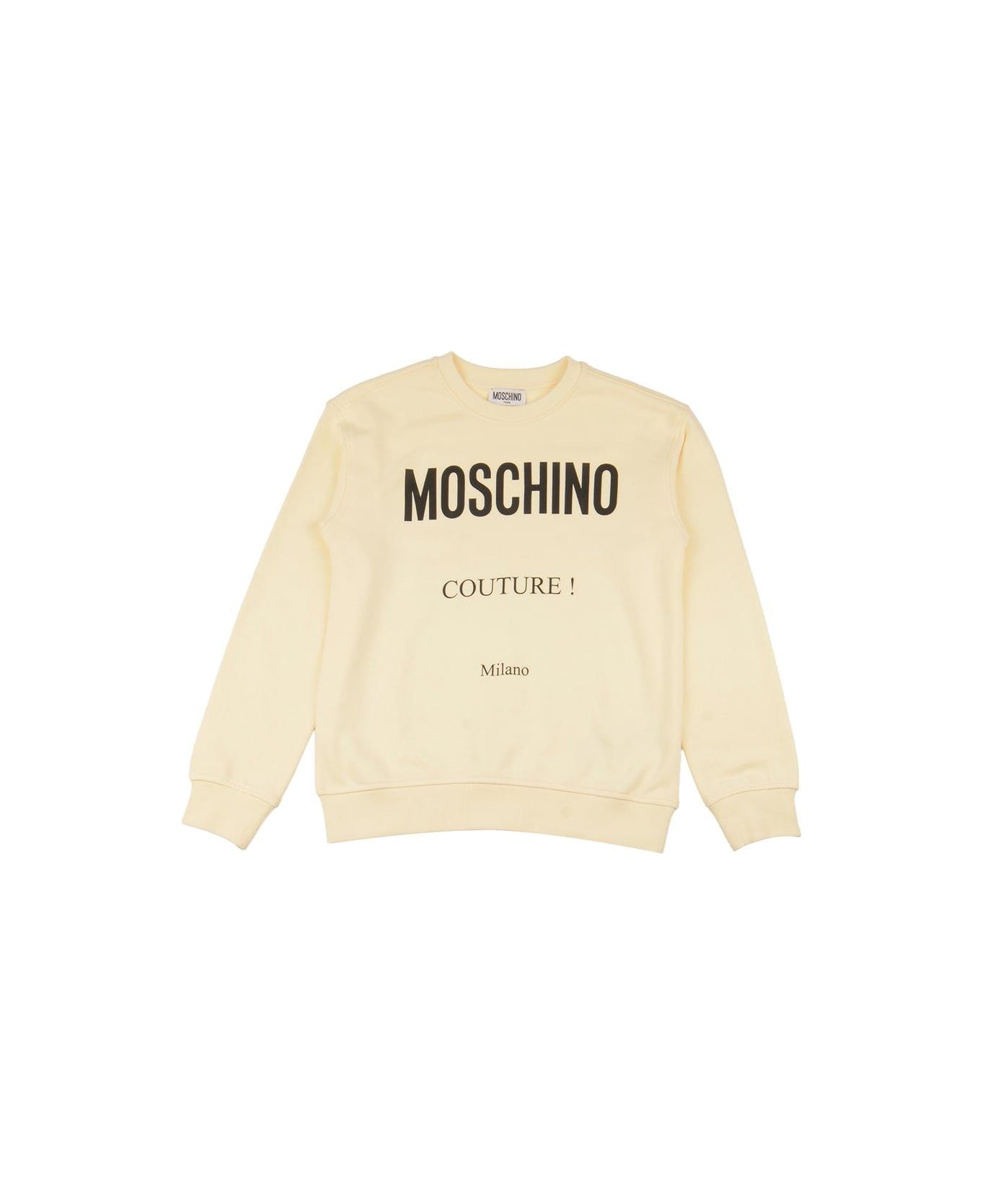 Moschino Logo Printed Crewneck Sweatshirt - WHITE