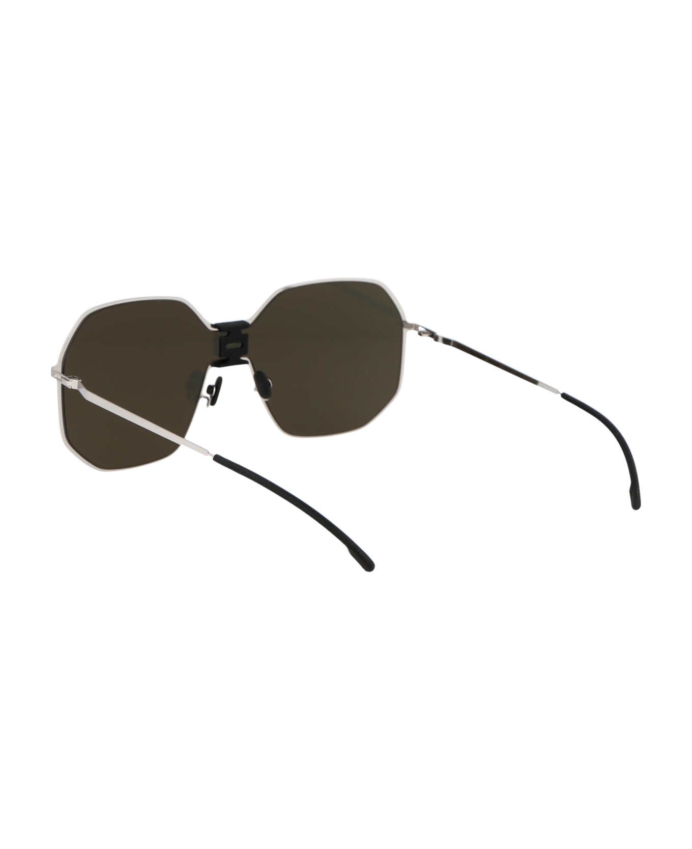 Mykita Mmecho003 Sunglasses - 351 MH22 Pitch Black Shiny Silver Silver Flash Shield