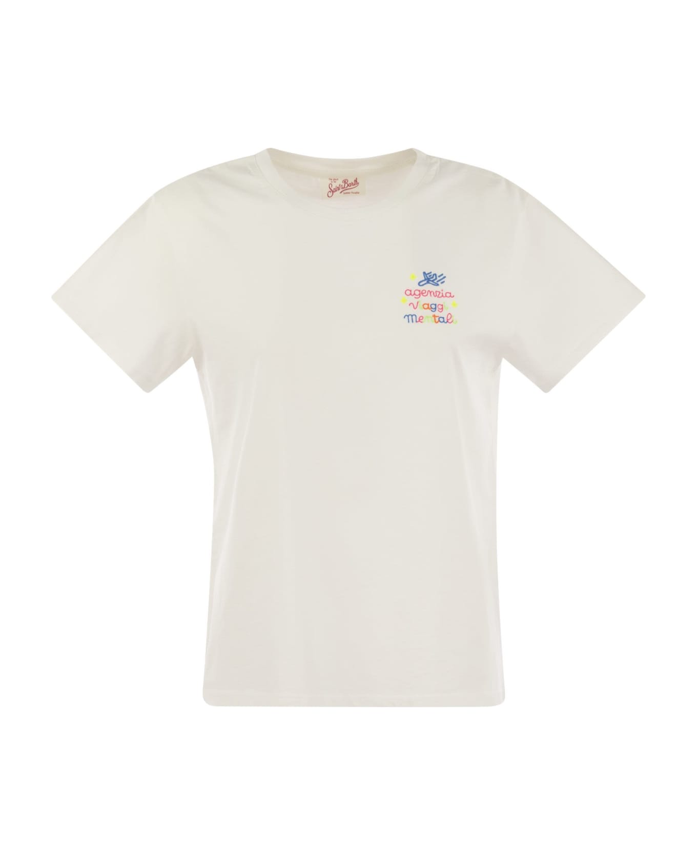 MC2 Saint Barth Emilie - T-shirt With Embroidery On Chest - Bianco