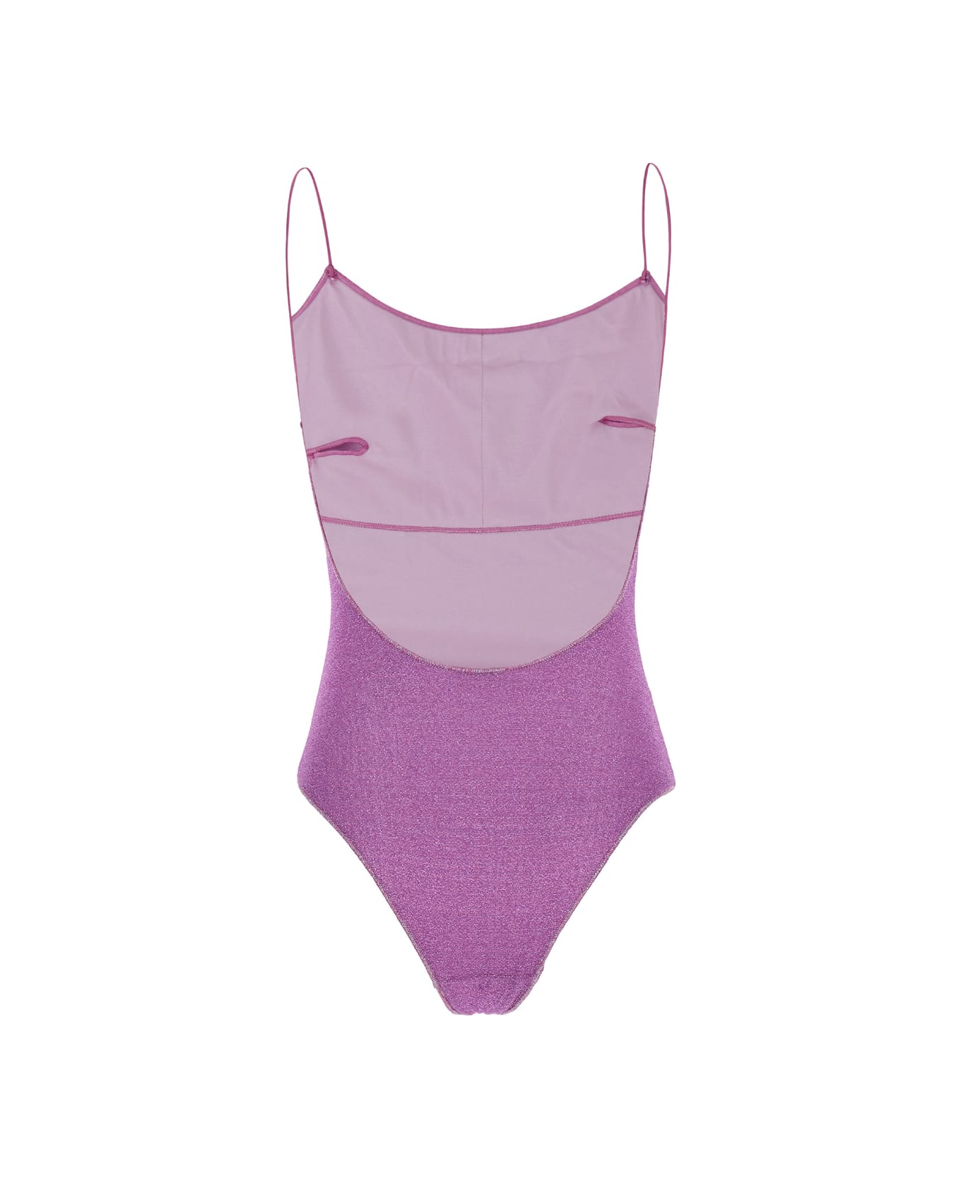 Oseree 'lumière Maillot' Violet Swimsuit With Open Back In Lurex Woman - Violet