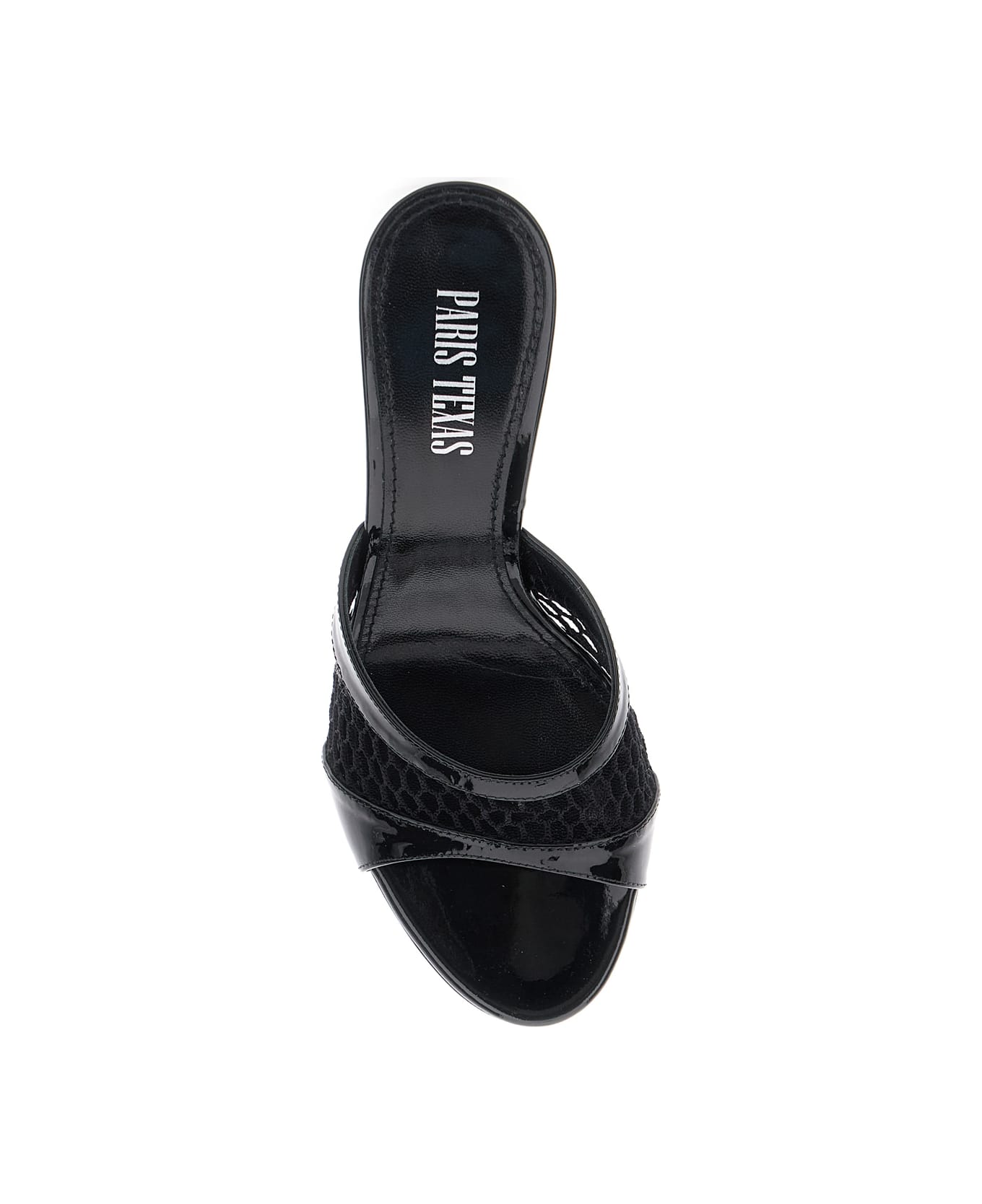 Paris Texas Black Mule With Mesh Design And Stiletto Heel In Leather Woman - Black