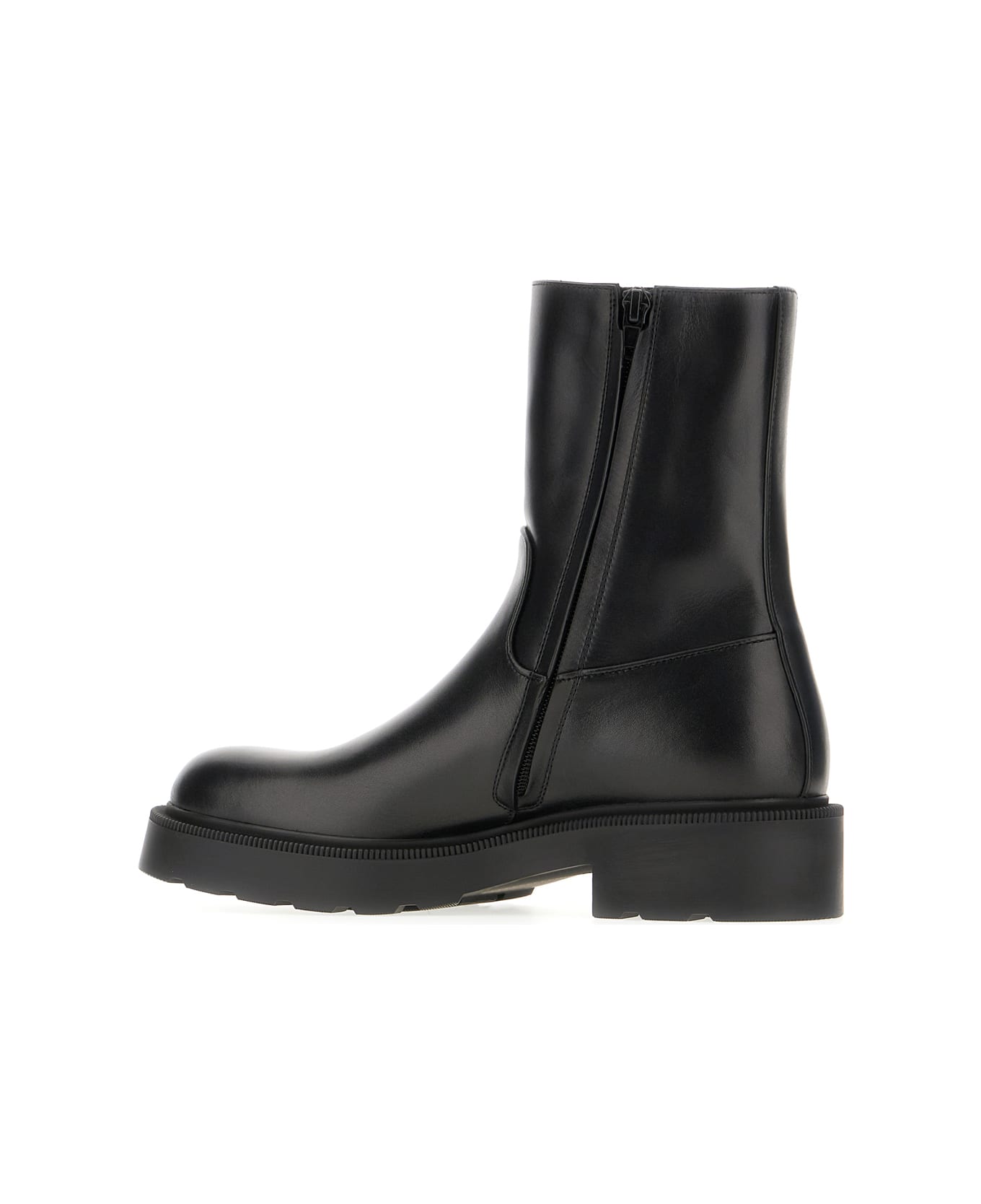 The Row Black Leather Ankle Boots - BLACK