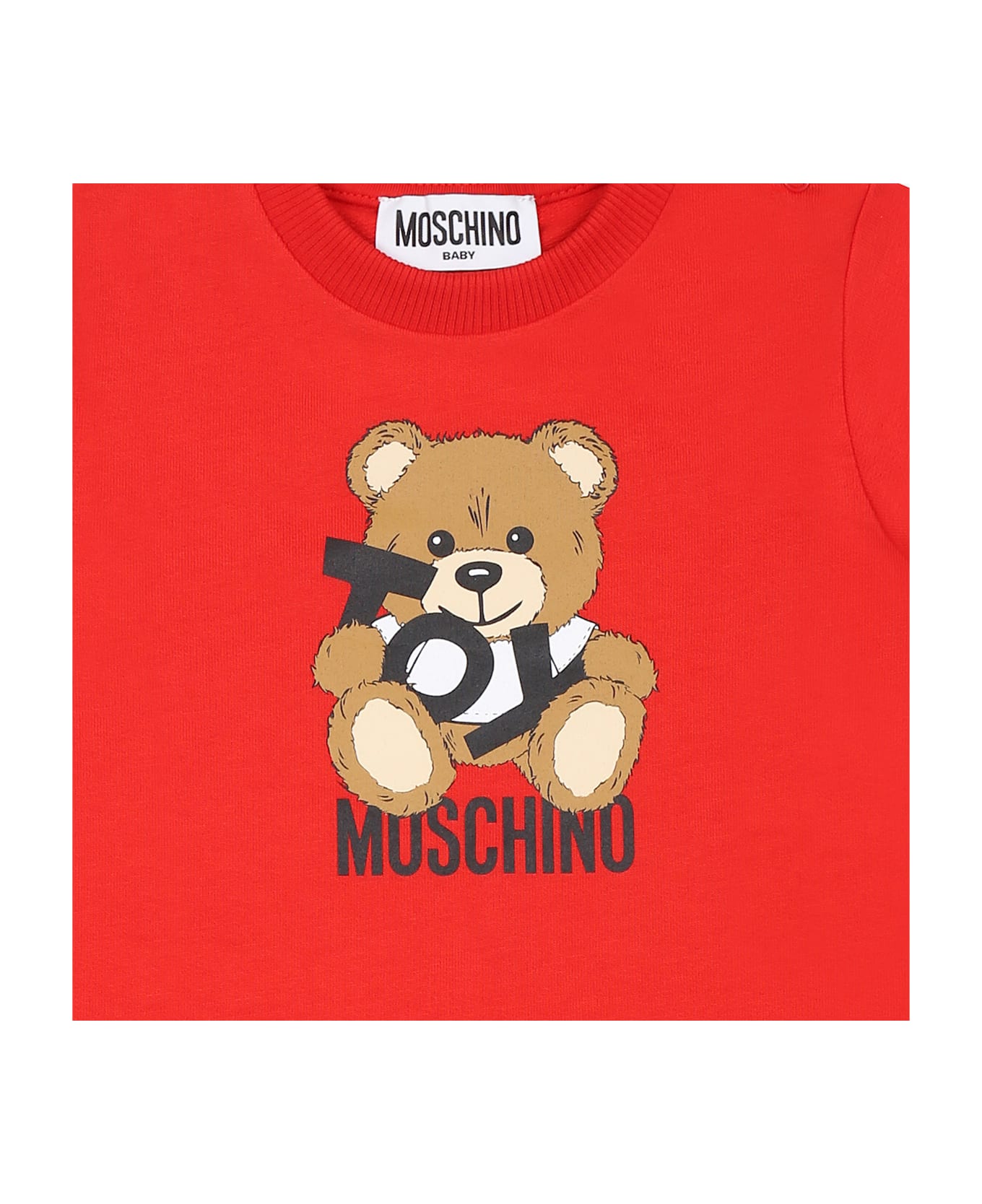 Moschino Red Dress For Baby Girl With Teddy Bear - Red