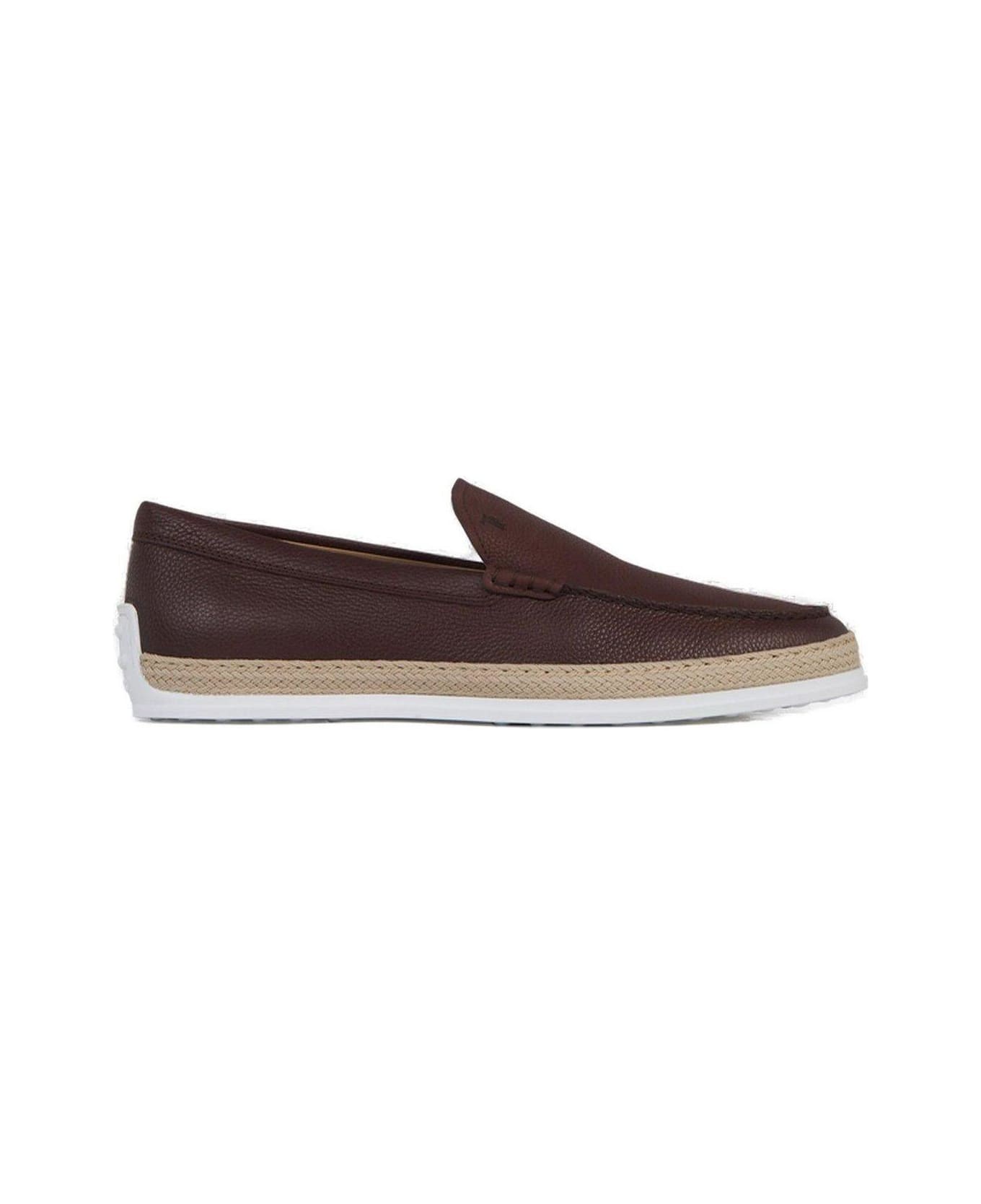 Tod's Round Toe Slip-on Loafers - BROWN ローファー＆デッキシューズ