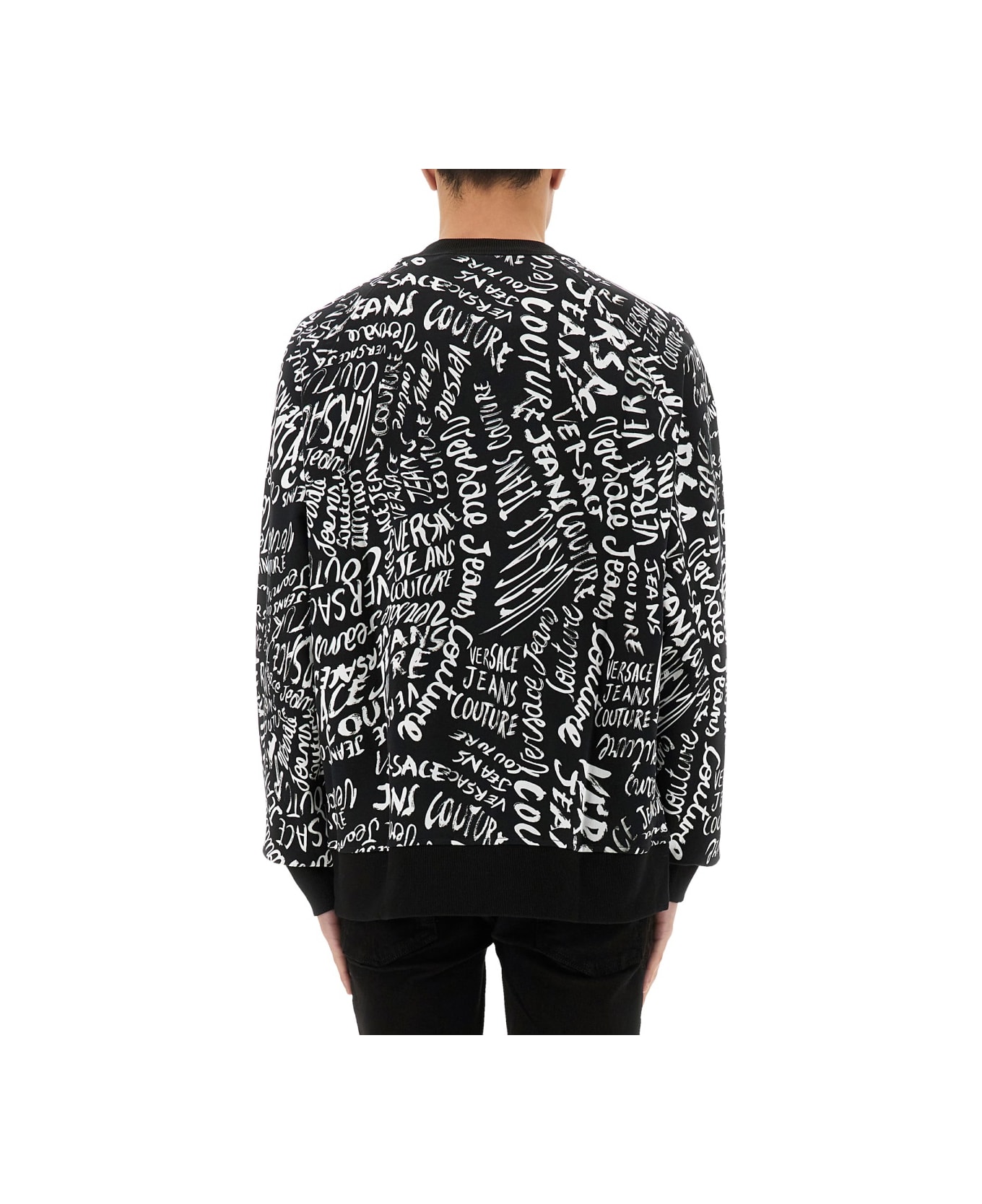 Versace Jeans Couture Sweatshirt With Logomania Print - BLACK