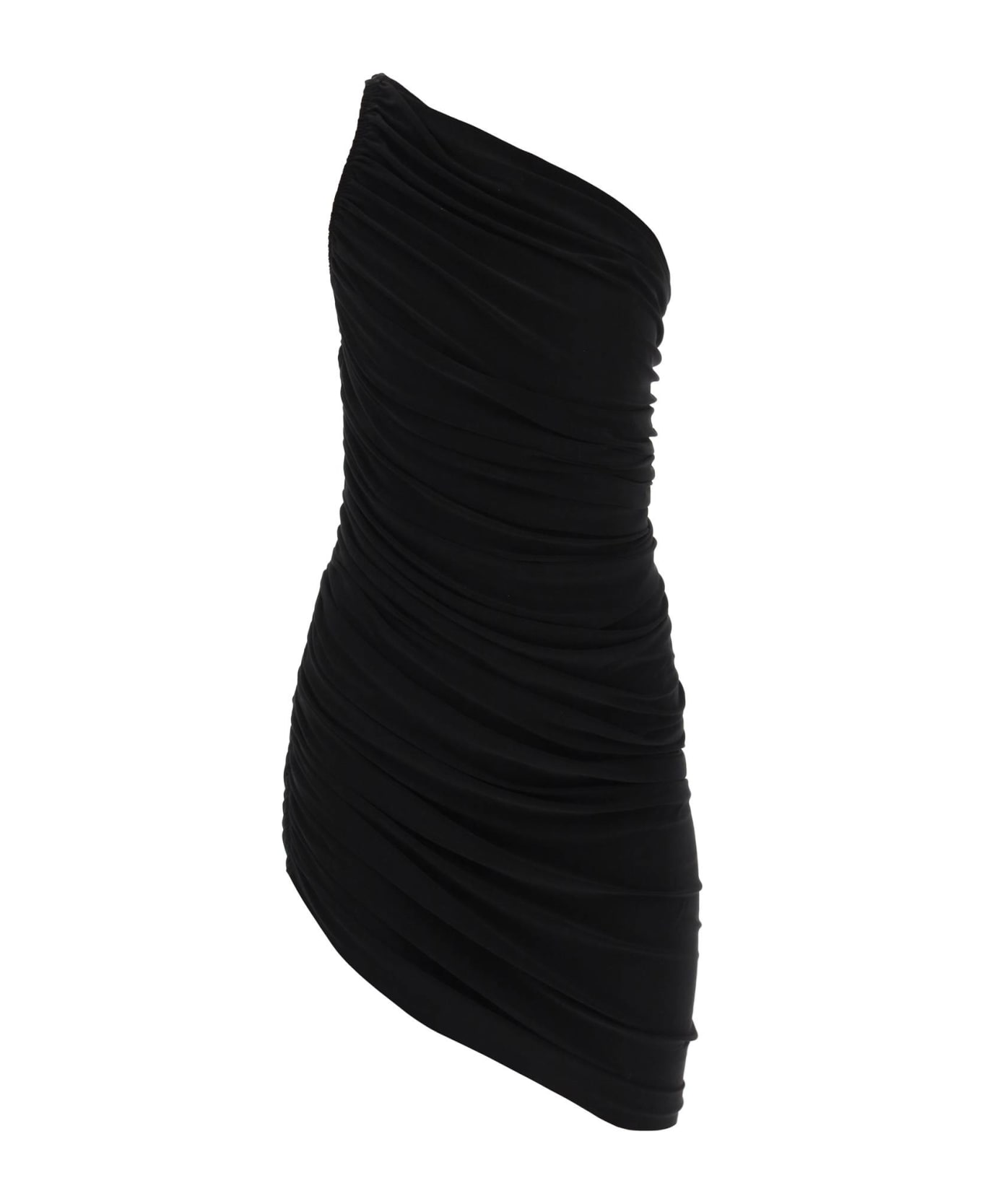 Norma Kamali 'diana' Ruched One-shoulder Mini Dress - BLACK (Black)