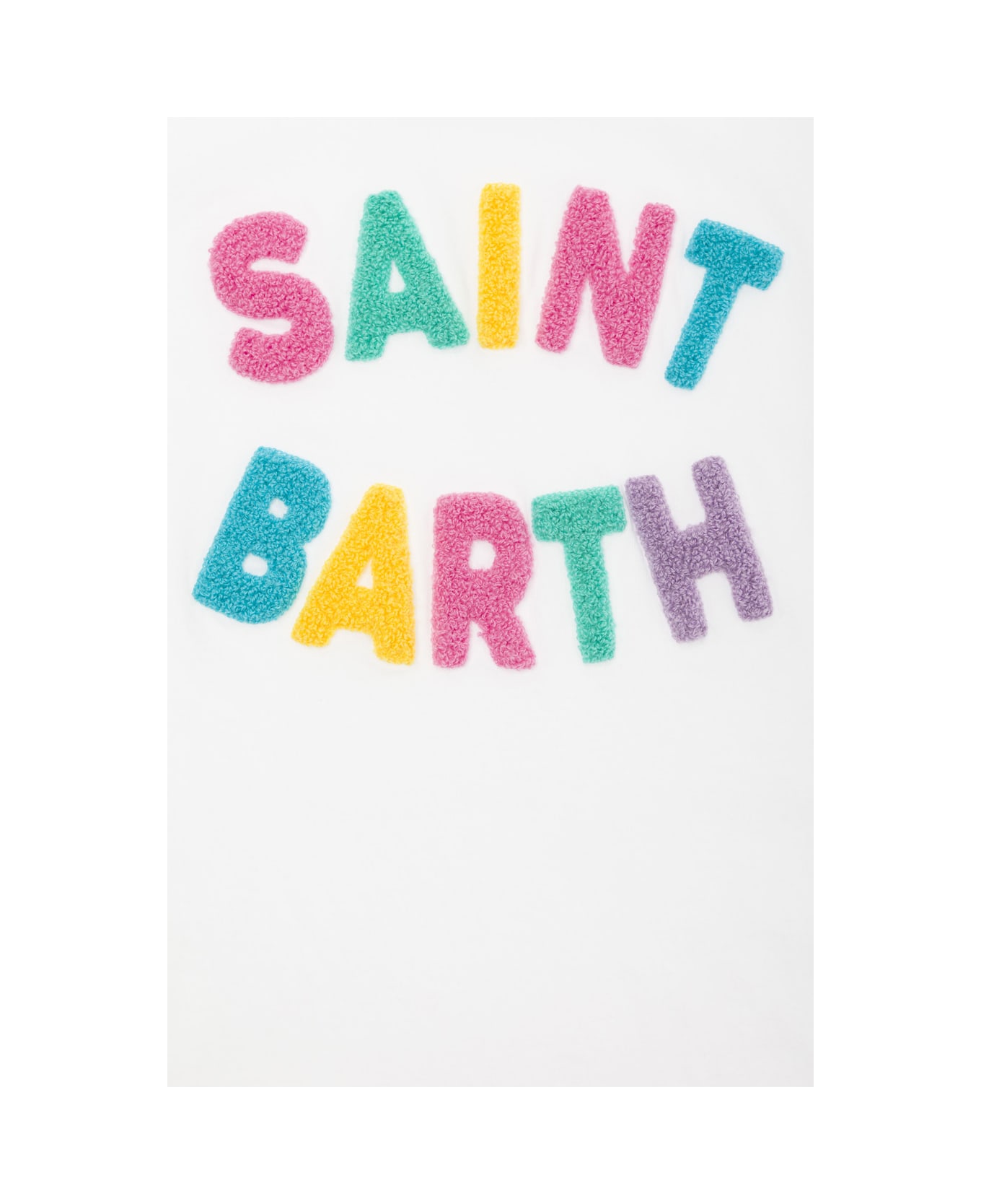 MC2 Saint Barth White T-shirt With Multicolor Logo Patches In Jersey Baby - White