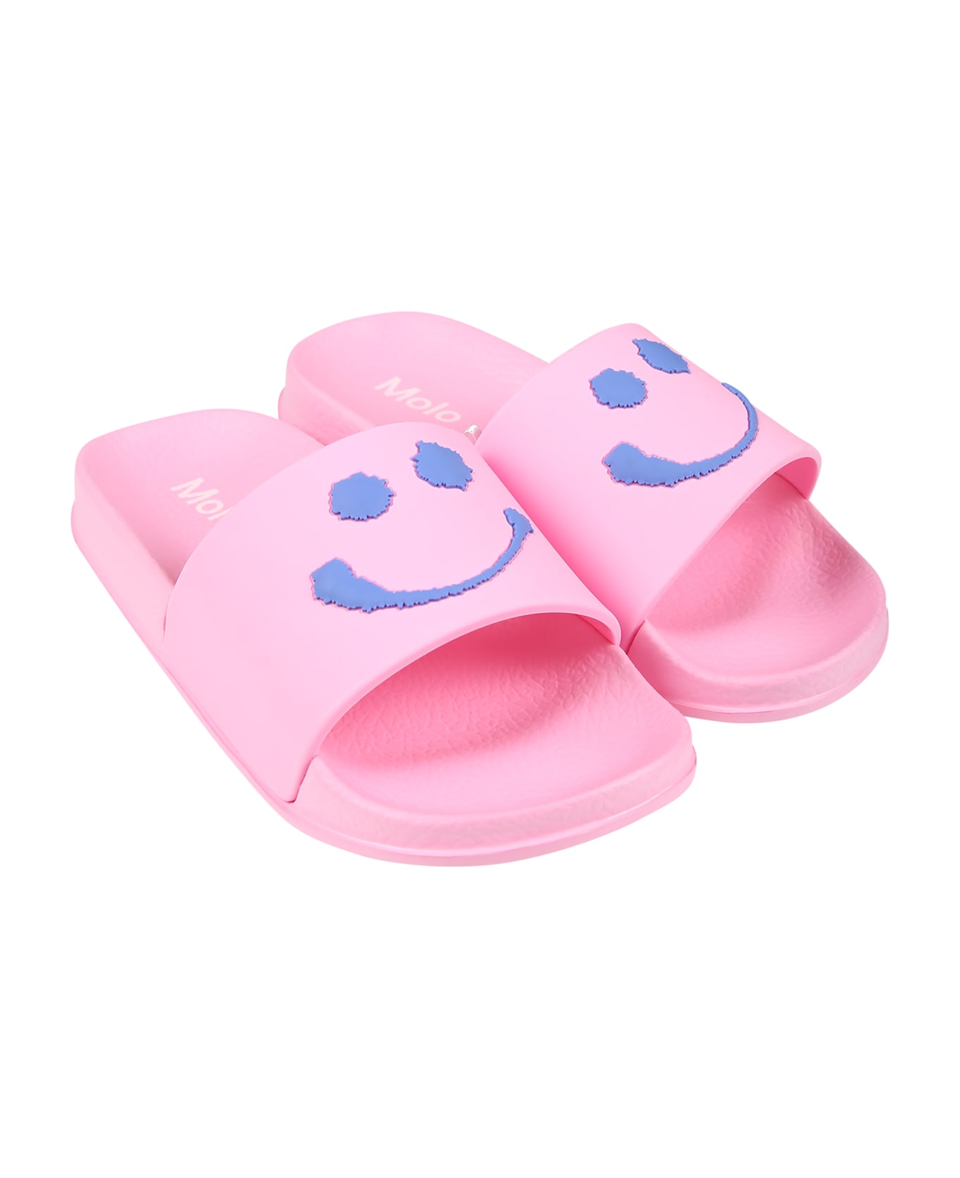 Molo Pink Slippers For Girl With Smiley - Pink
