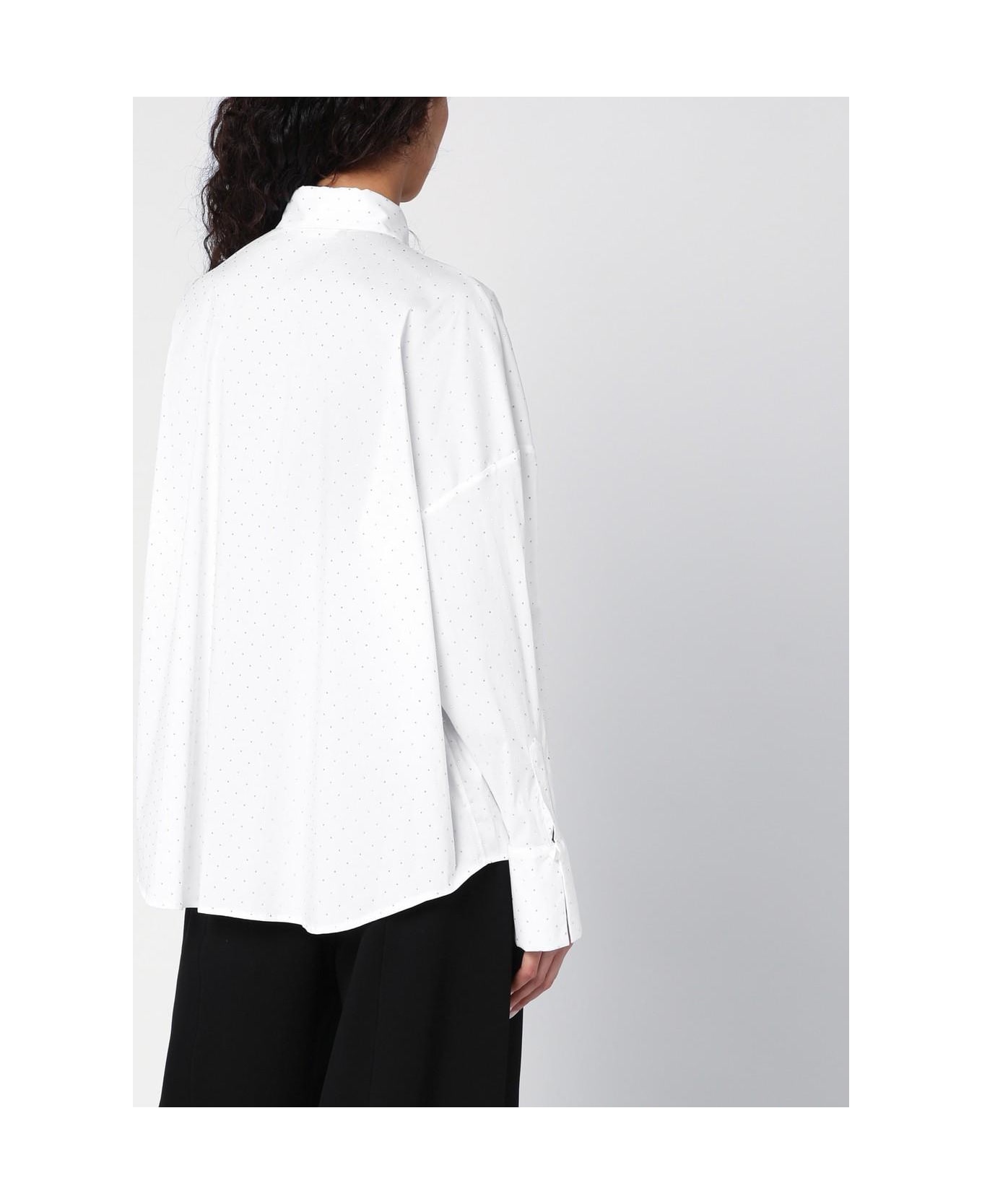 Federica Tosi White Shirt With Micro Crystals - Blue