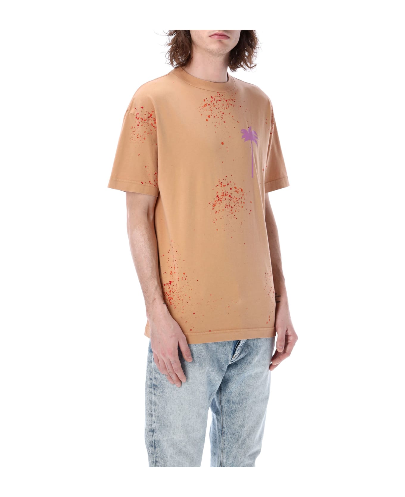 Palm Angels Cotton Crew-neck T-shirt - Camel