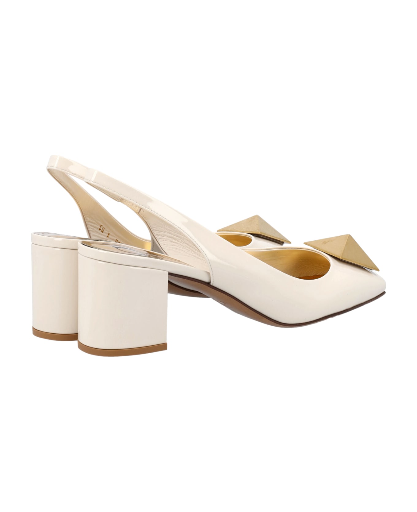 Valentino One Stud Patent Leather Slingback Pump - LIGHT IVORY