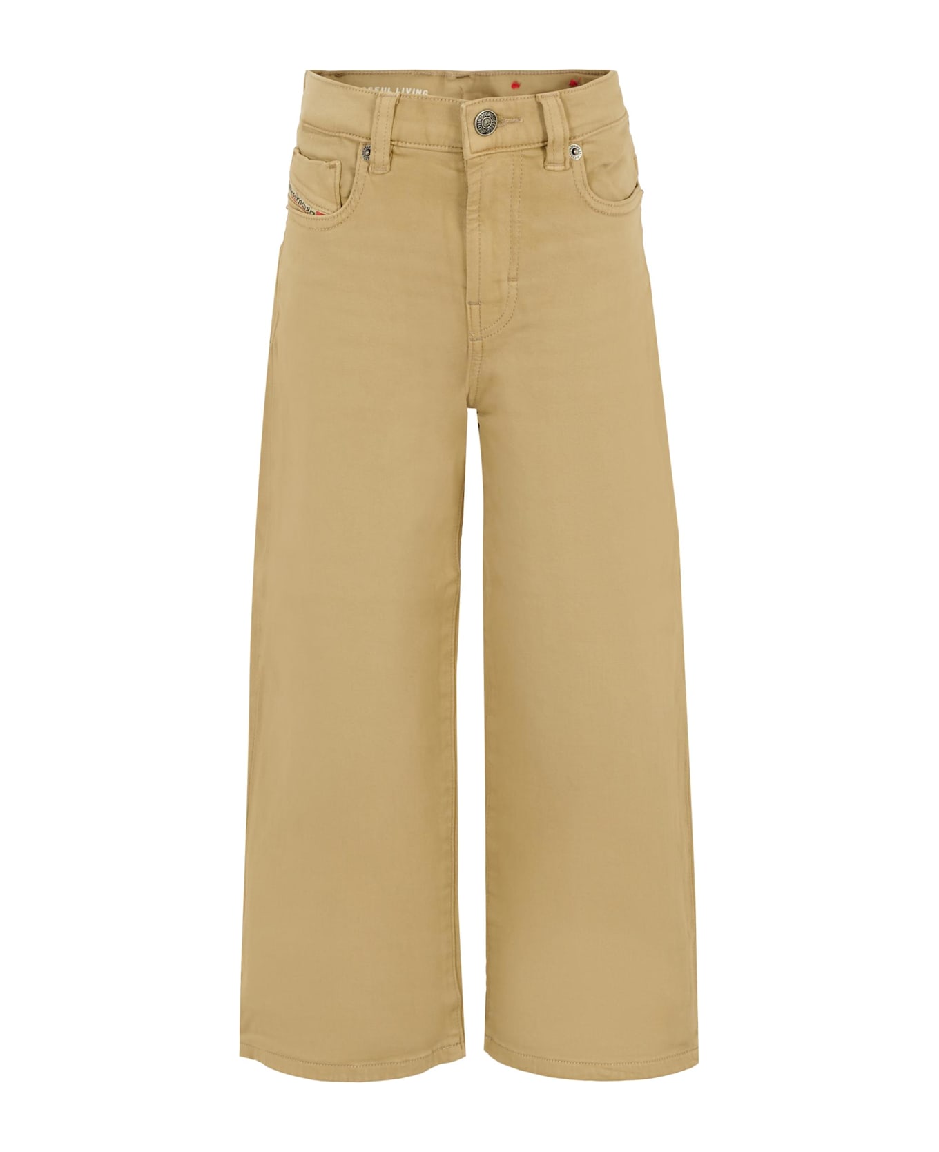 Diesel Beige Trousers For Girl With Logo - Beige