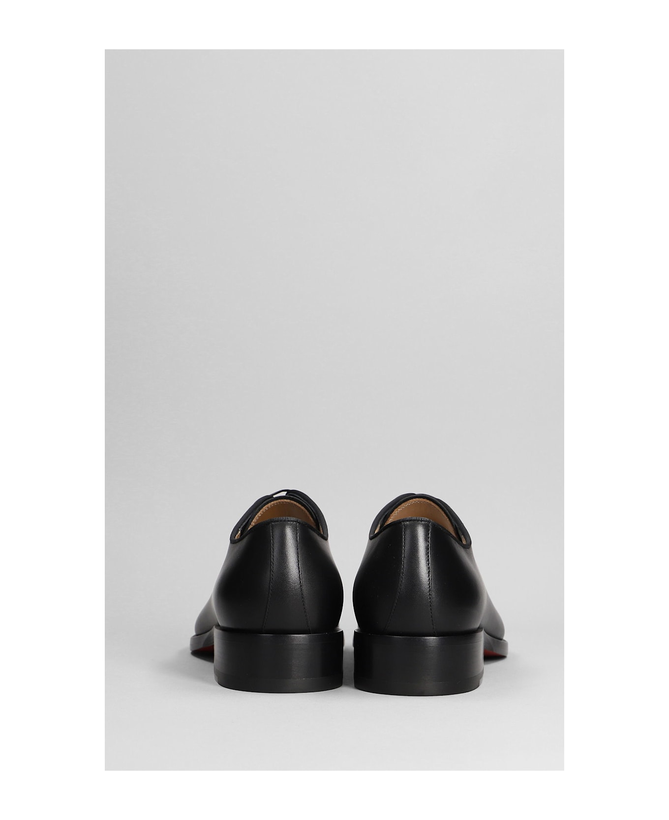 Christian Louboutin Chambeliss Flat Lace Up Shoes In Black Leather - black