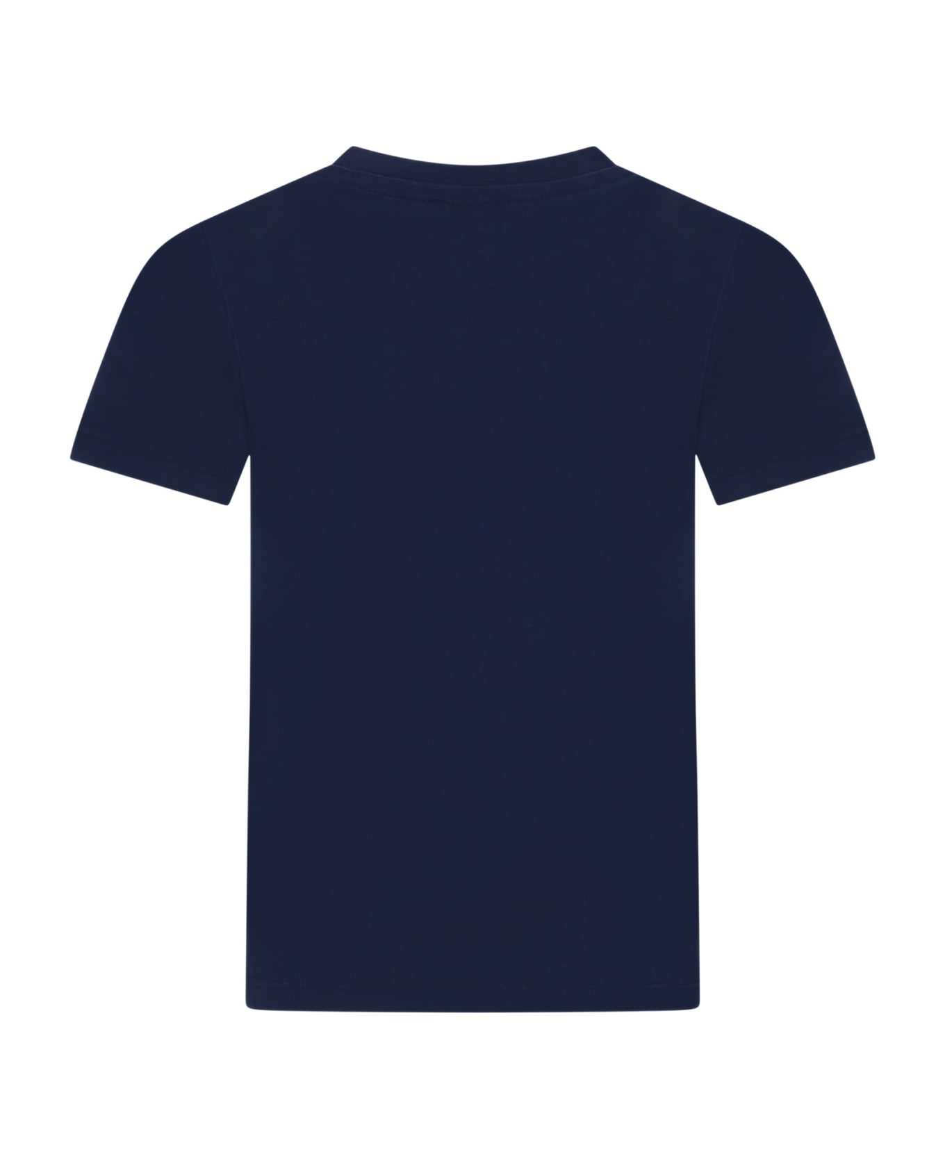 Kenzo Kids Blue T-shirt For Boy With Logo - A Marine