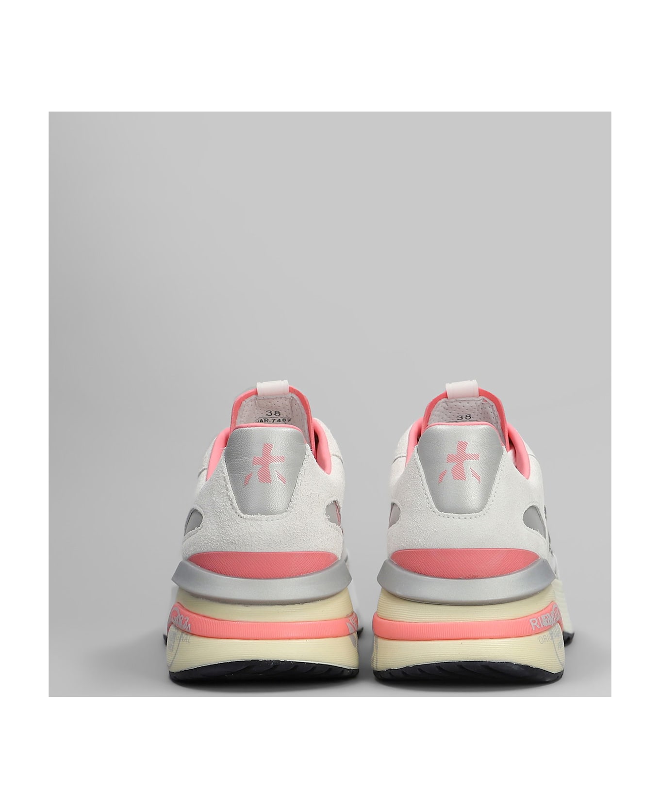 Premiata Moerun Sneakers In White Suede And Fabric - white