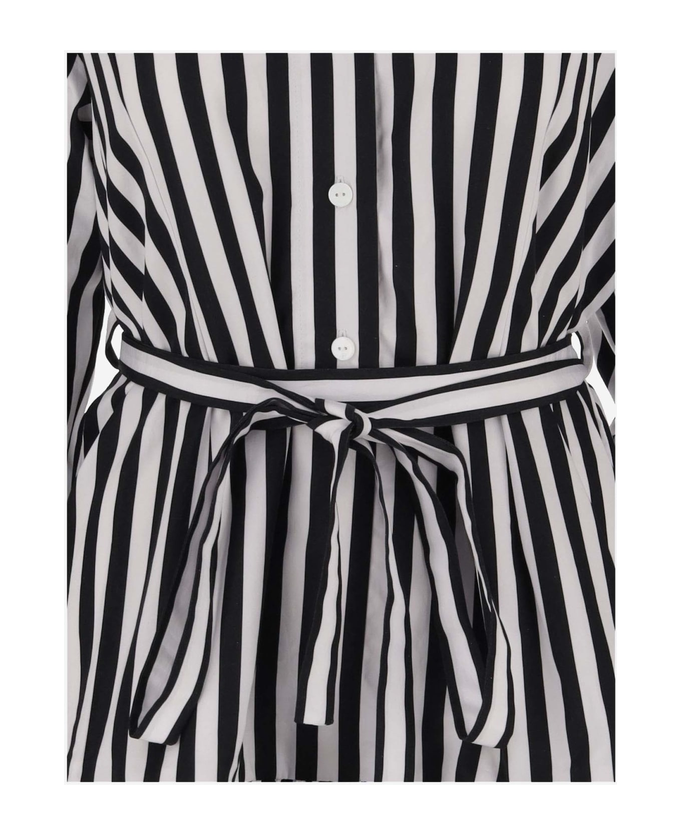 Patou Cotton Dress With Striped Pattern - BLACK SMALL コート