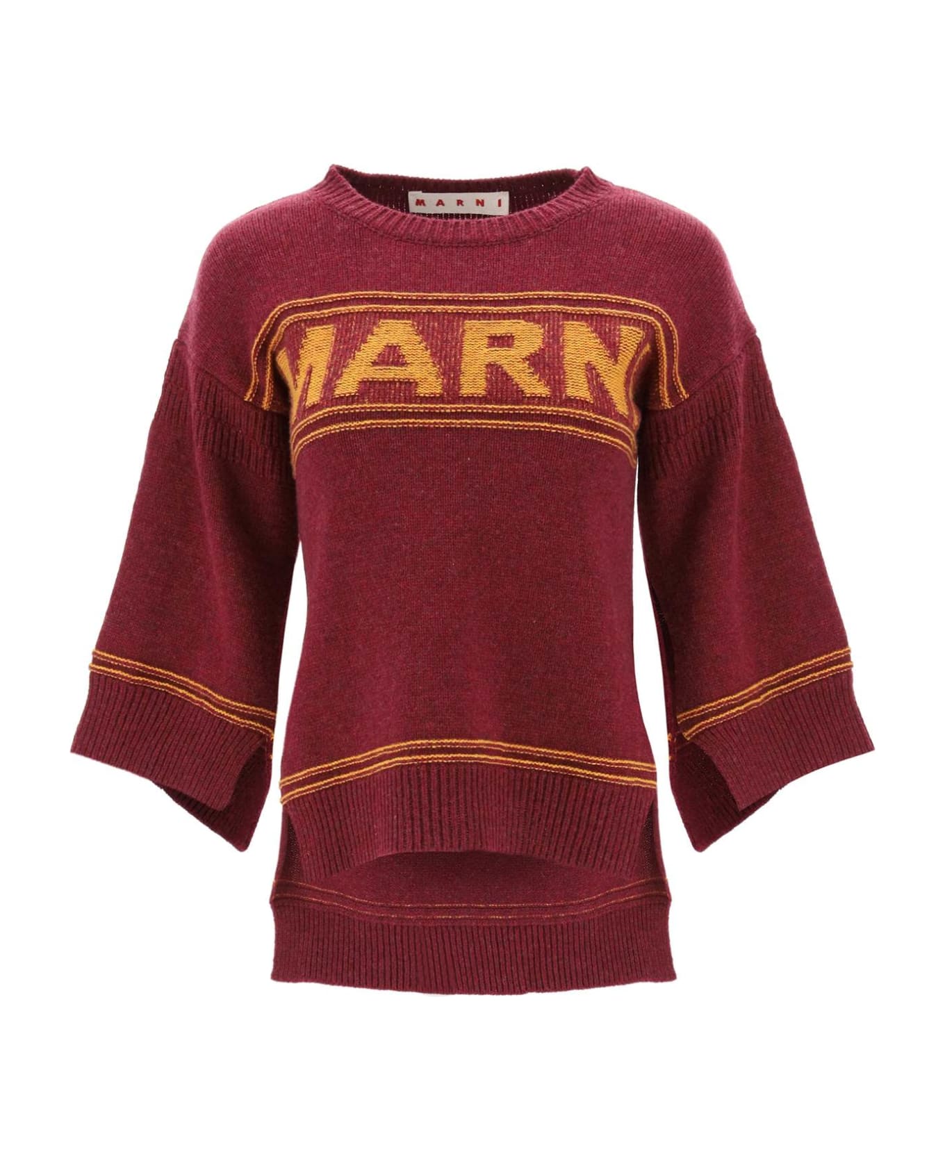 Marni Sweater In Jacquard Knit With Logo - RUBY (Red)