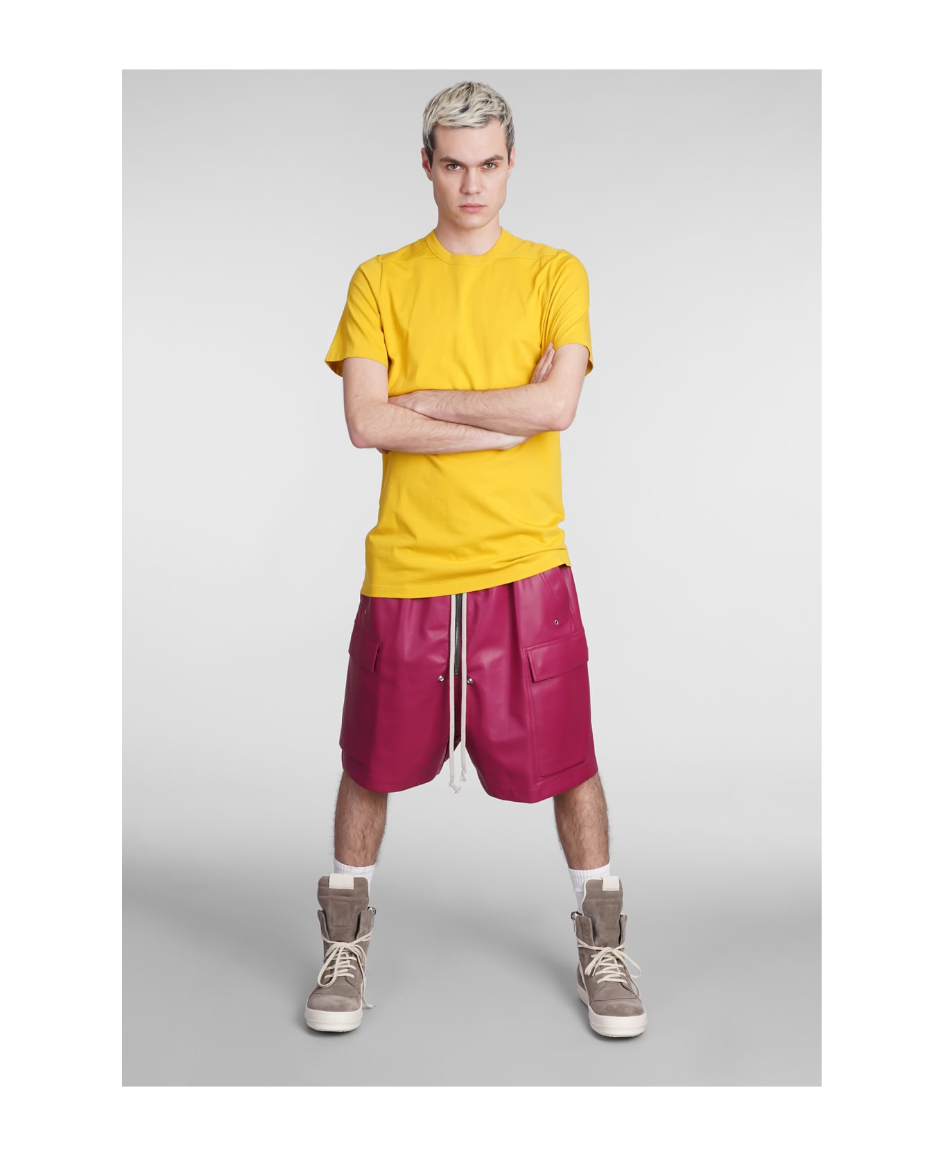 Rick Owens Shorts In Fuxia Leather - fuxia