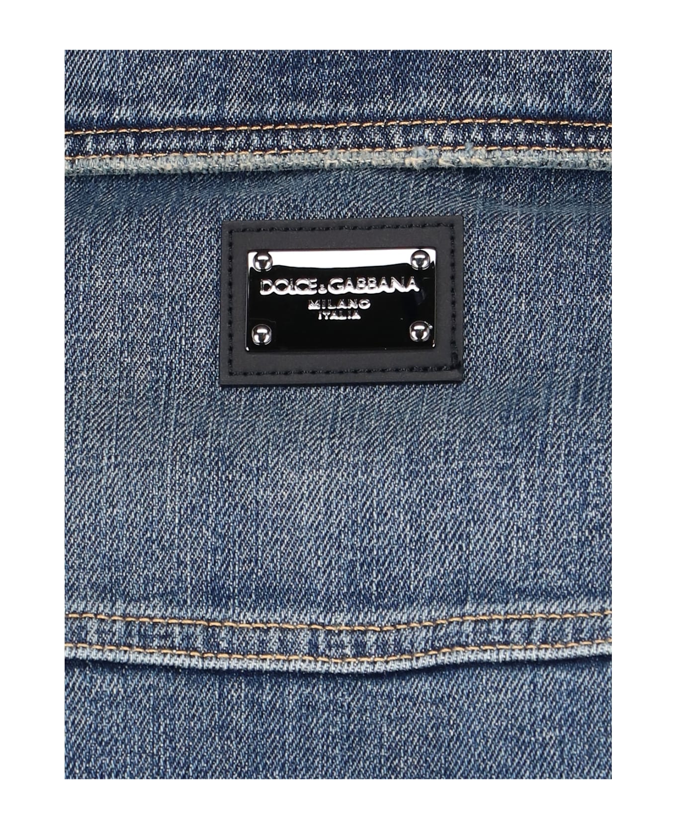 Dolce & Gabbana Collared Button-up Denim Jacket - Blue