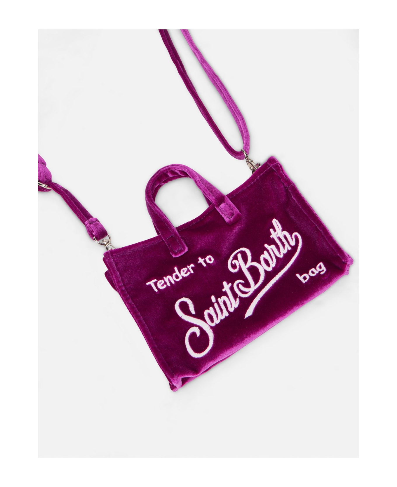 MC2 Saint Barth Fuchsia Velvet Phone Holder Micro Bag - BLACK