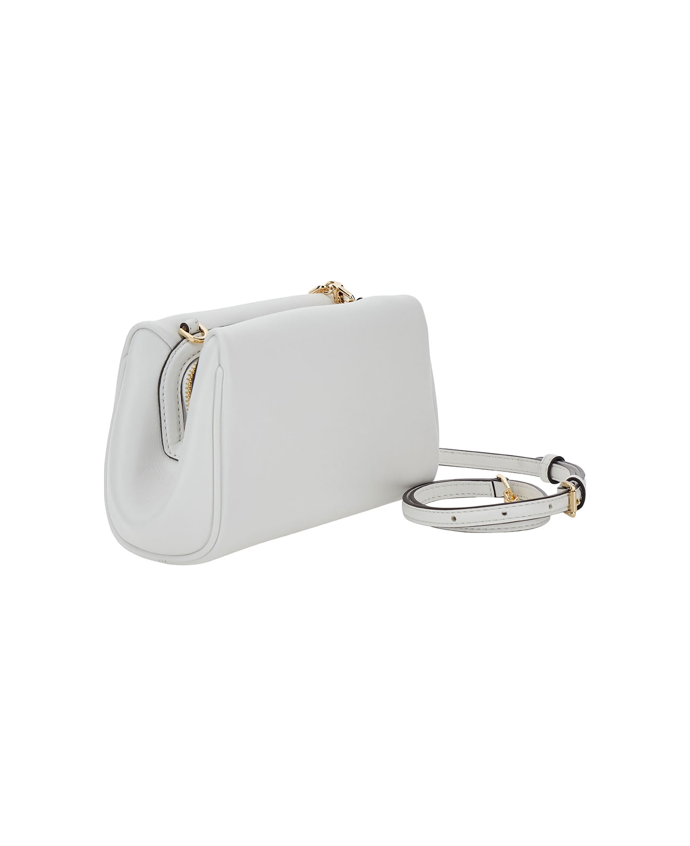 DKNY top zip crossbody bag White Pouch With Logo Detail In Leather Woman - White