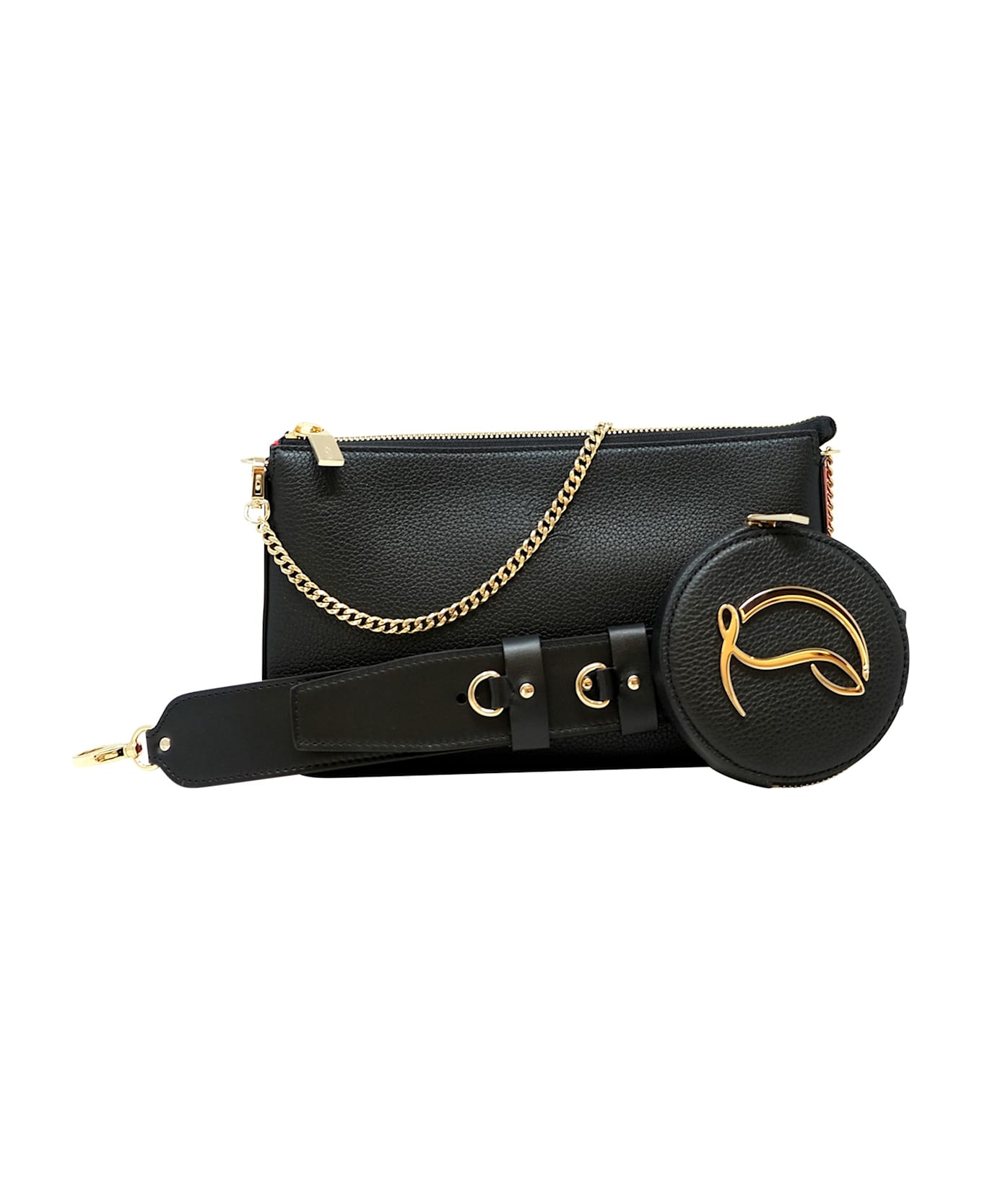 Christian Louboutin Black Leather Loubila Hybrid Pouch トートバッグ
