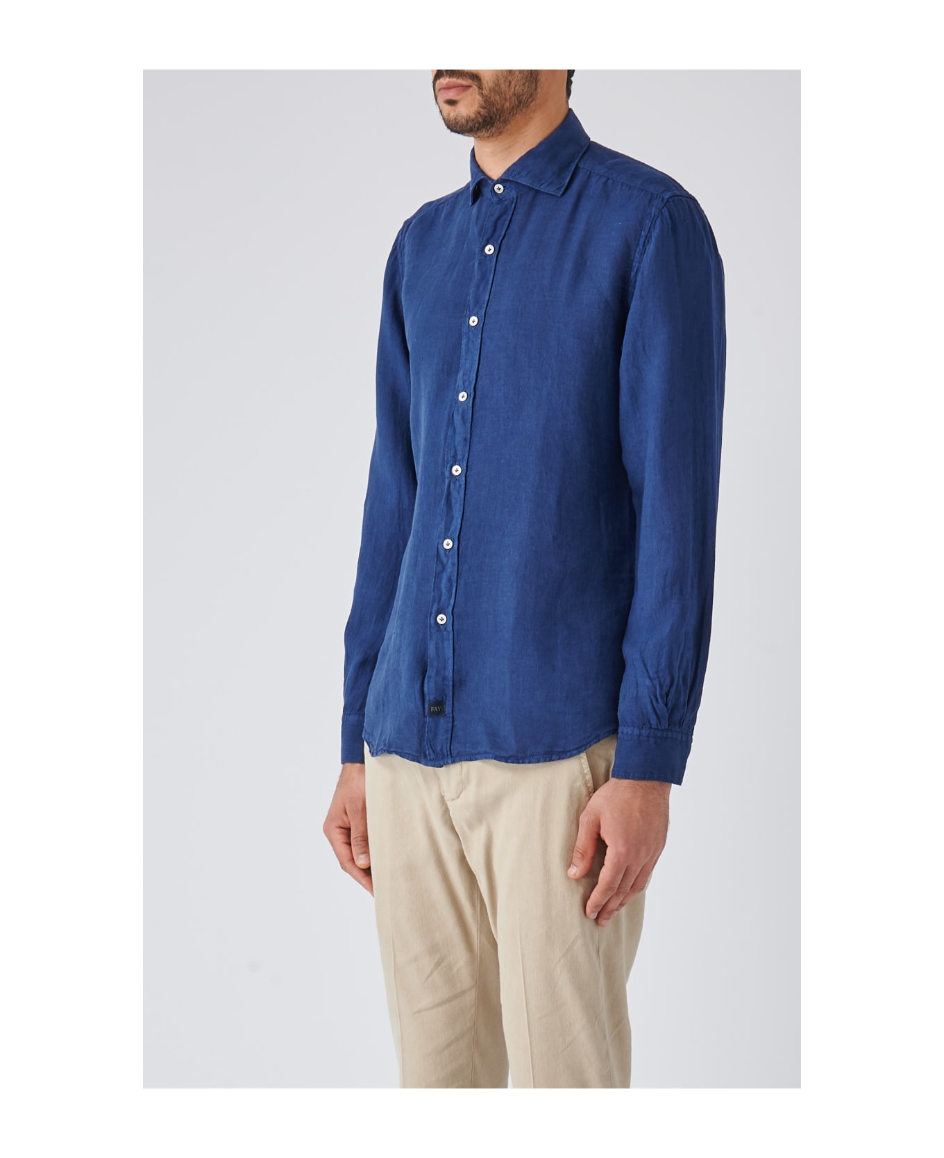 Fay Camicia Collo Francese Tinto Capo Shirt - Blue シャツ