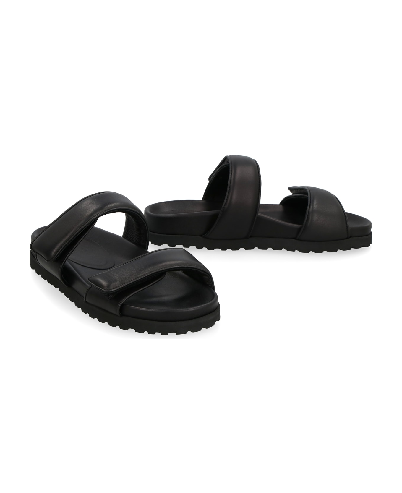 GIA BORGHINI Perni 11 Leather Flat Sandals - black