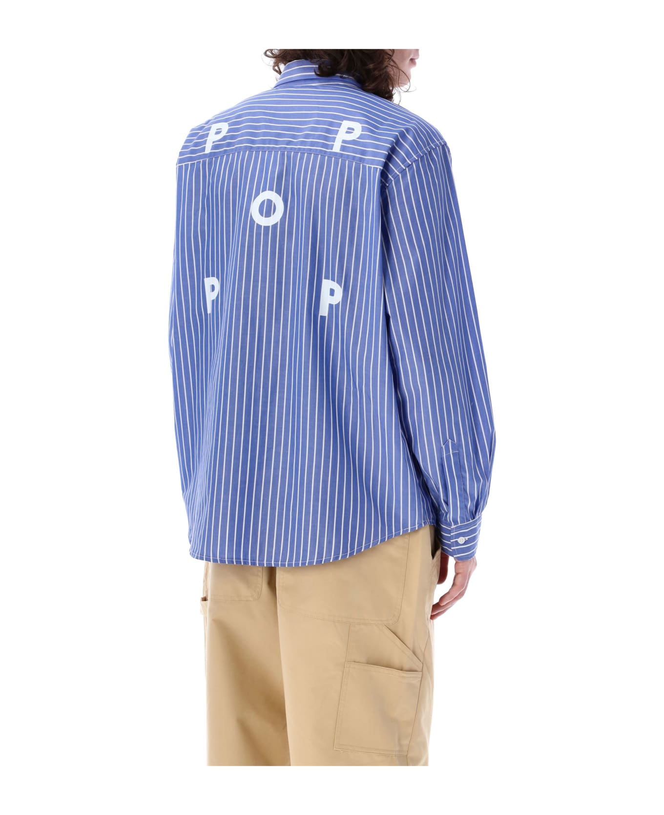 Pop Trading Company Pop Striped Shirt - LIGHT BLUE
