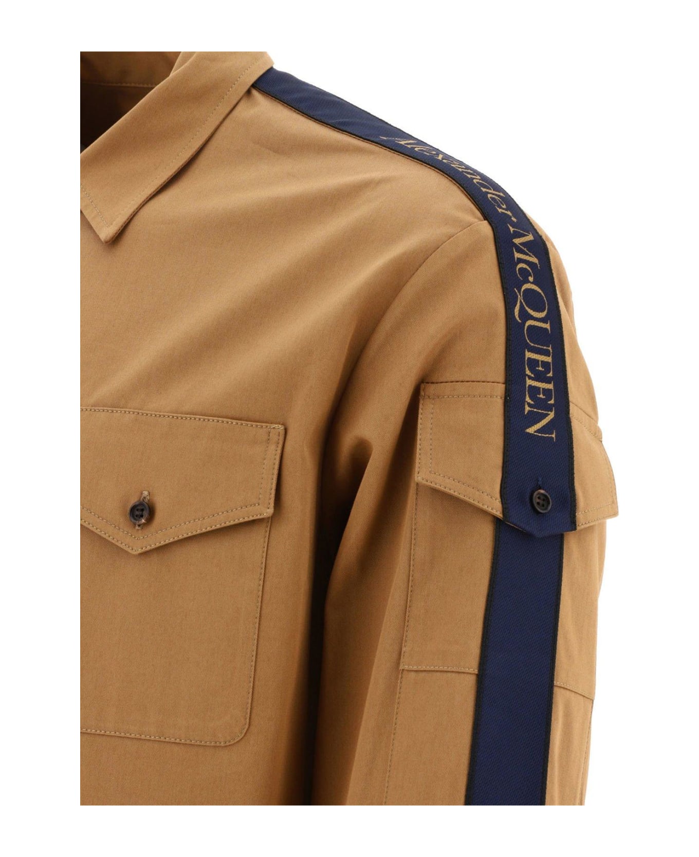 Alexander McQueen Logo Detailed Long Sleeved Shirt - RICH CAMEL