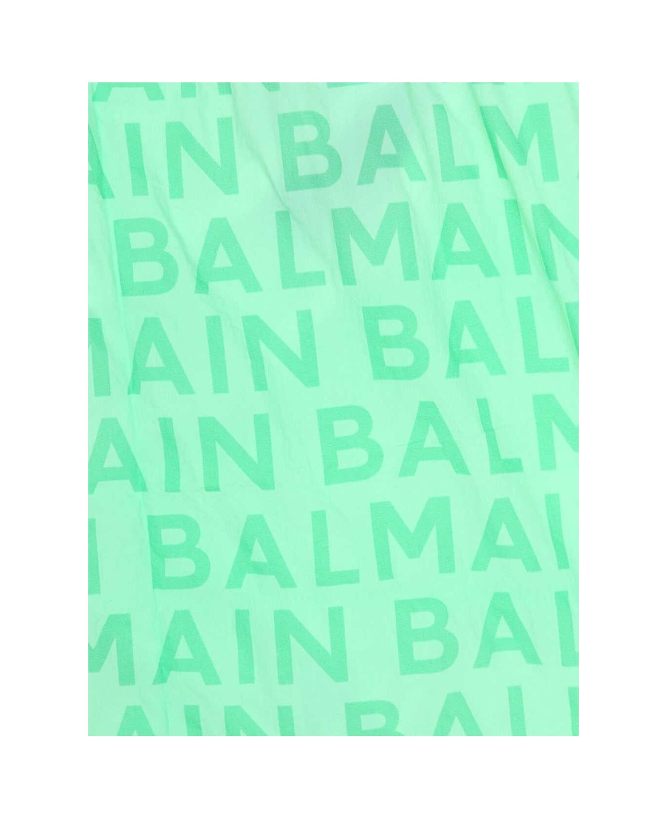 Balmain Light Green Swim Shorts With All-over Logo - Green